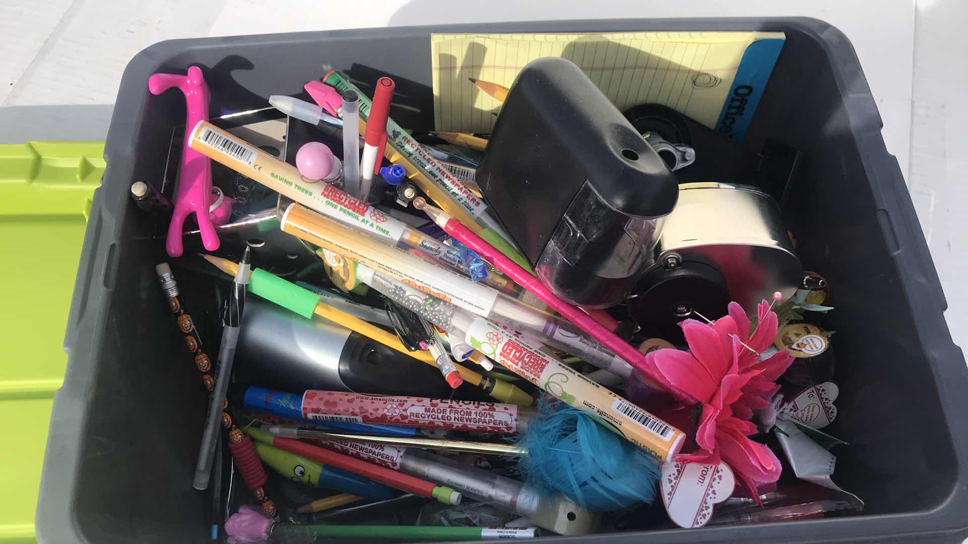 Photo 1 of ASSORTED PENS, PENCILS, MANUAL PENCIL SHARPENER, 2 ELECTRIC PENCIL SHARPENERS