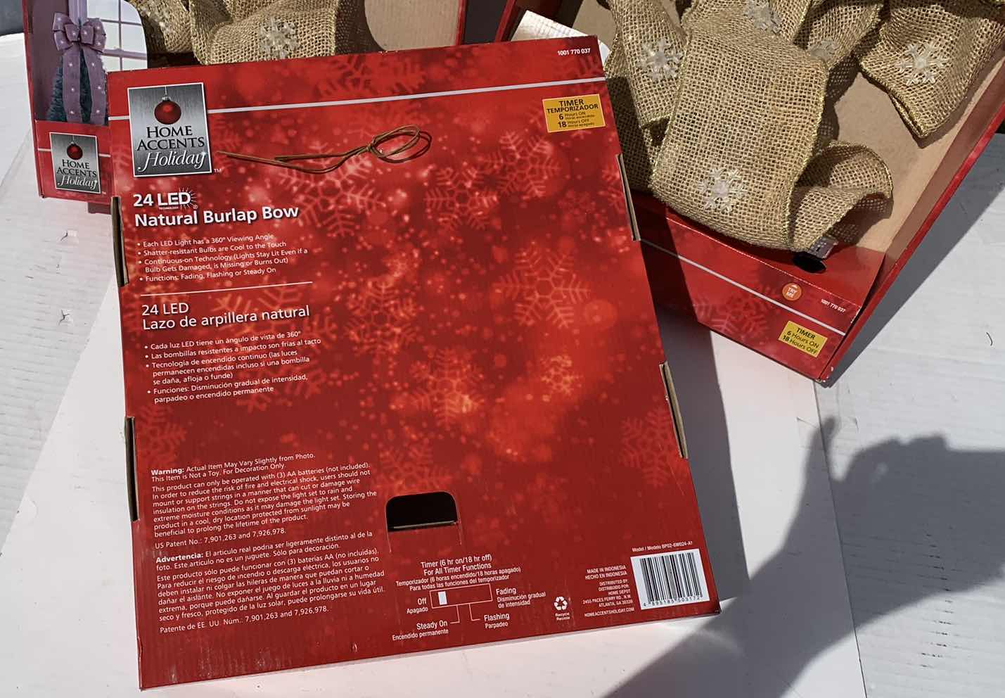 Photo 1 of 3 CHRISTMAS BOWS WITH SMALL LED LIGHTED SNOWFLAKES, TIMER BUILT IN