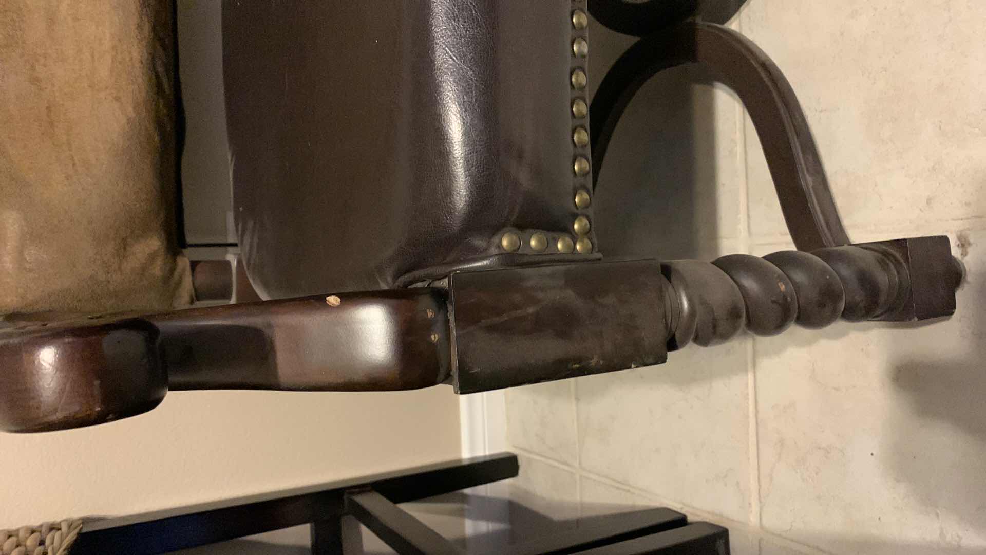 Photo 1 of FAUX LEATHER HIGH BACK CHAIR WITH NAILHEAD TRIM