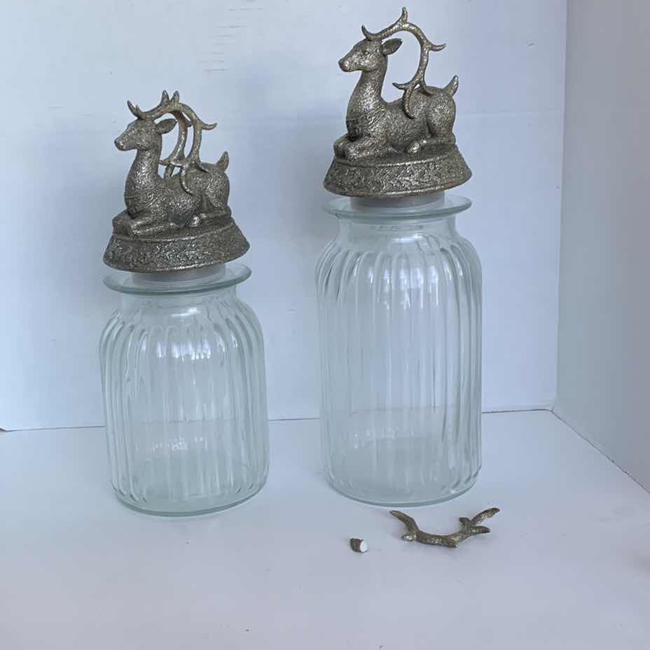 Photo 1 of 2-CHRISTMAS REINDEER INSPIRED COOKIE JAR TALLEST IS 17”