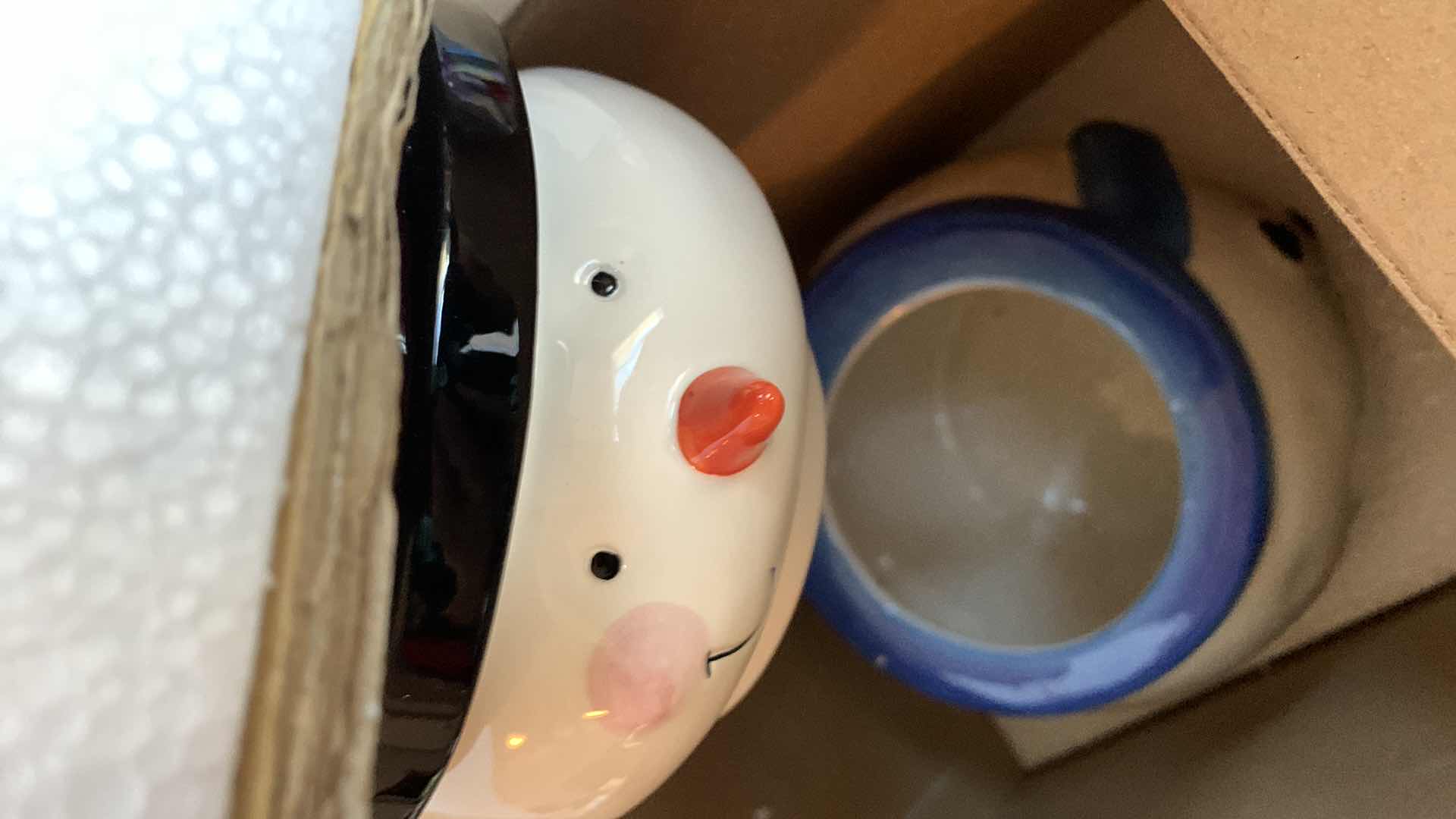 Photo 1 of SAKURA FEASTIVE FRIENDS CHRISTMAS SNOWMAN HAND PAINTED EARTHENWARE COOKIE JAR