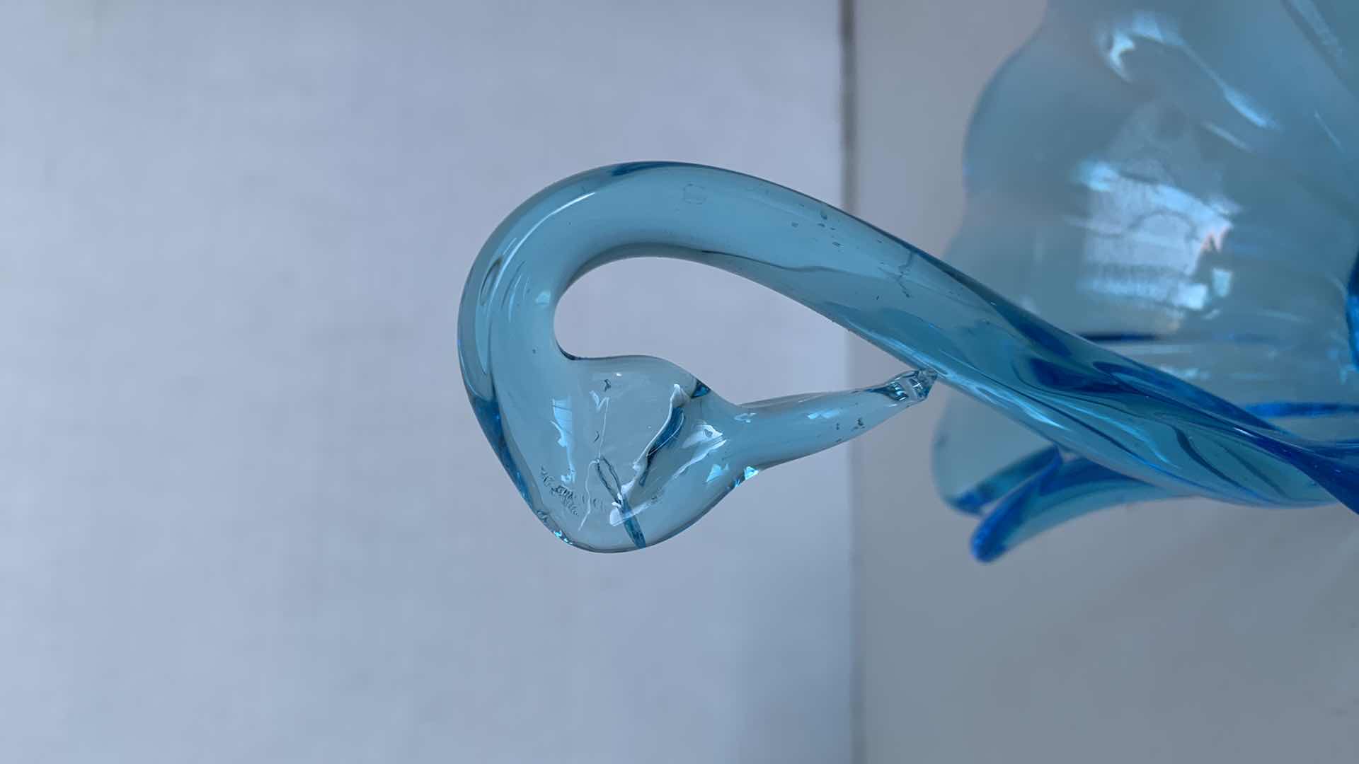 Photo 1 of HAND BLOWN BLUE DOVE GLASS DECOR 8” TALL