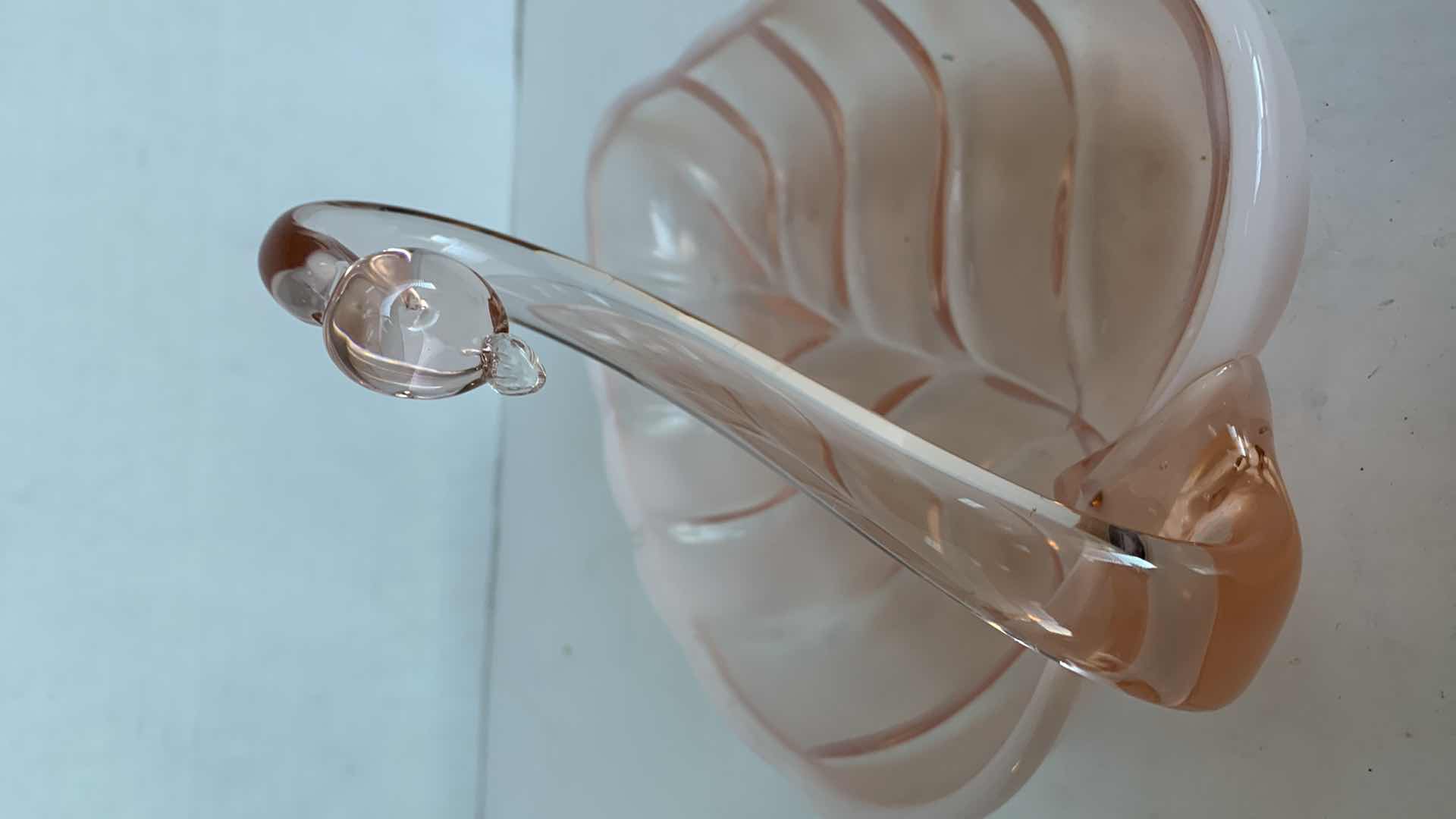 Photo 1 of HAND BLOWN PINK SWAN CANDY BOWL 6” TALL