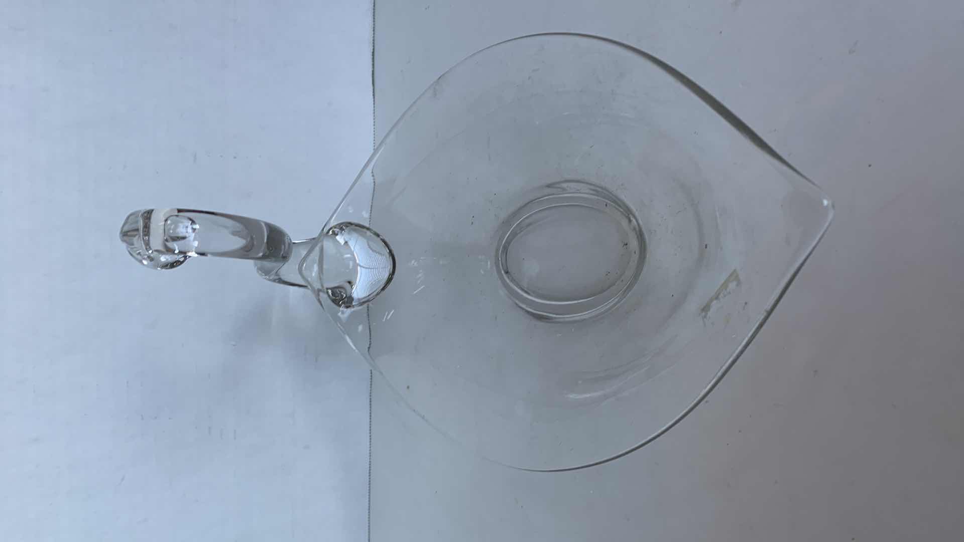 Photo 1 of HAND BLOWN CLEAR SWAN CANDY BOWL 8” TALL