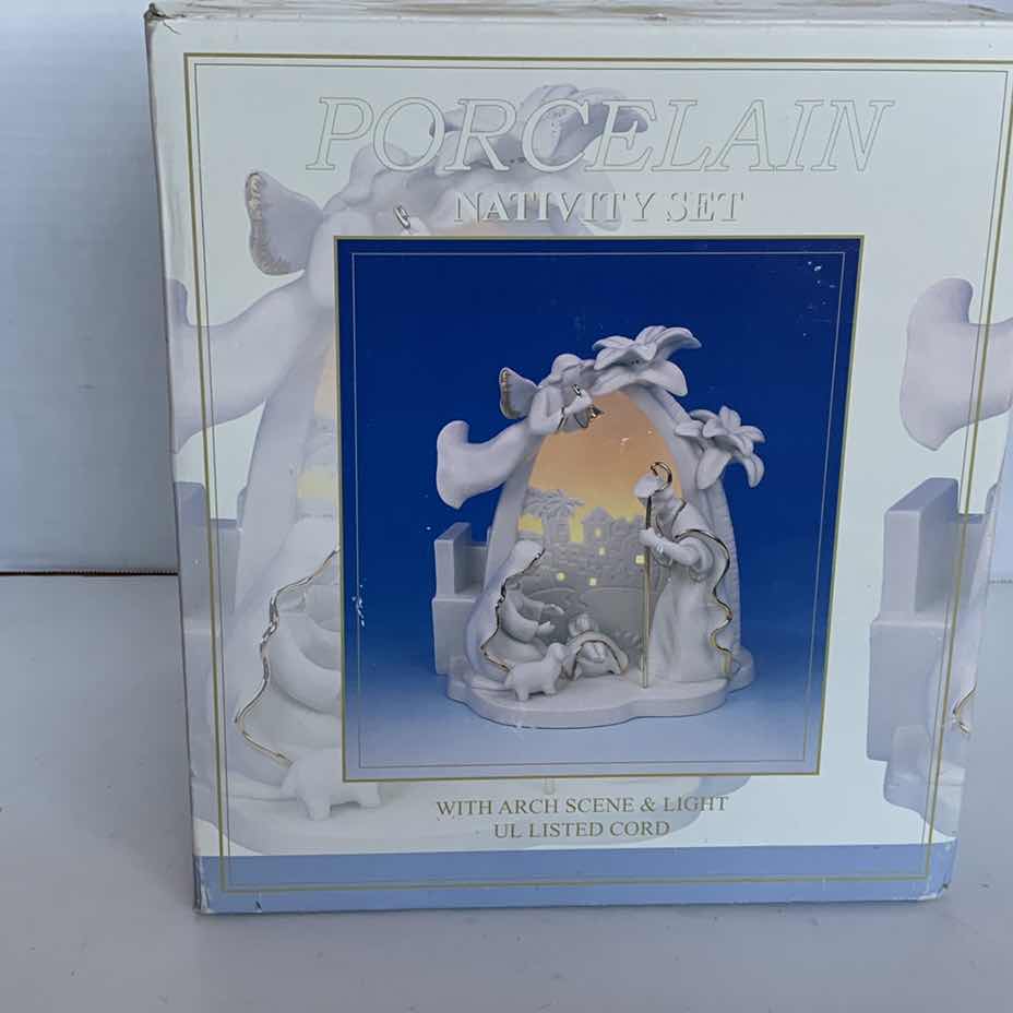 Photo 1 of PORCELAIN LIGHTED NATIVITY SET