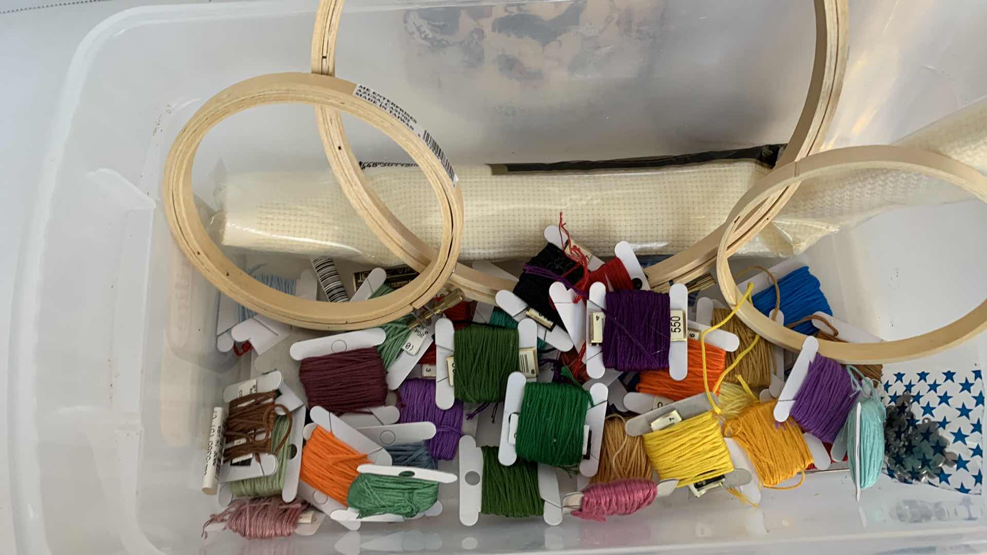 Photo 1 of CROSS STICHT ITEMS, HOOPS, PATTERNS AND THREAD