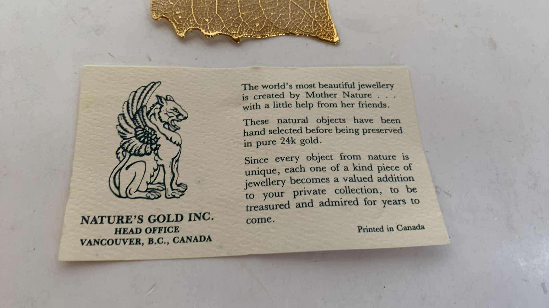 Photo 1 of 24KT. GOLD PLATED LEAF