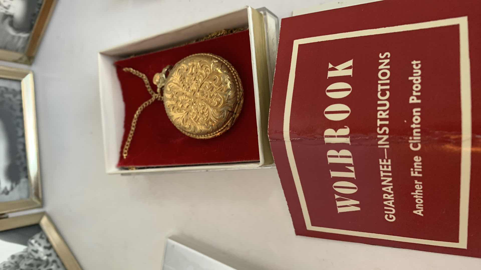 Photo 1 of WOLBROOK POCKET WATCH AND SMALL PICTURE FRAMES