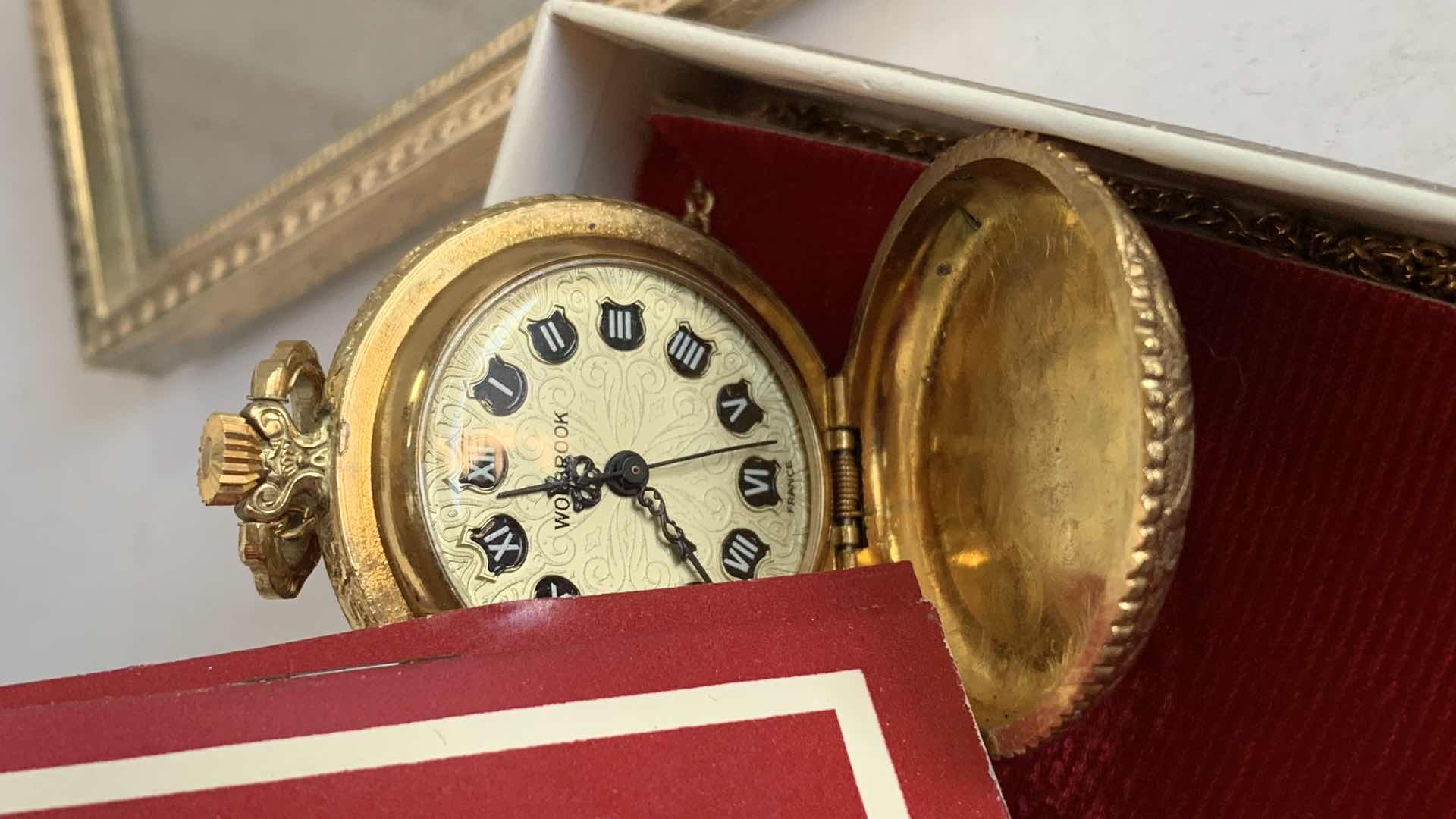 Photo 1 of WOLBROOK POCKET WATCH AND SMALL PICTURE FRAMES