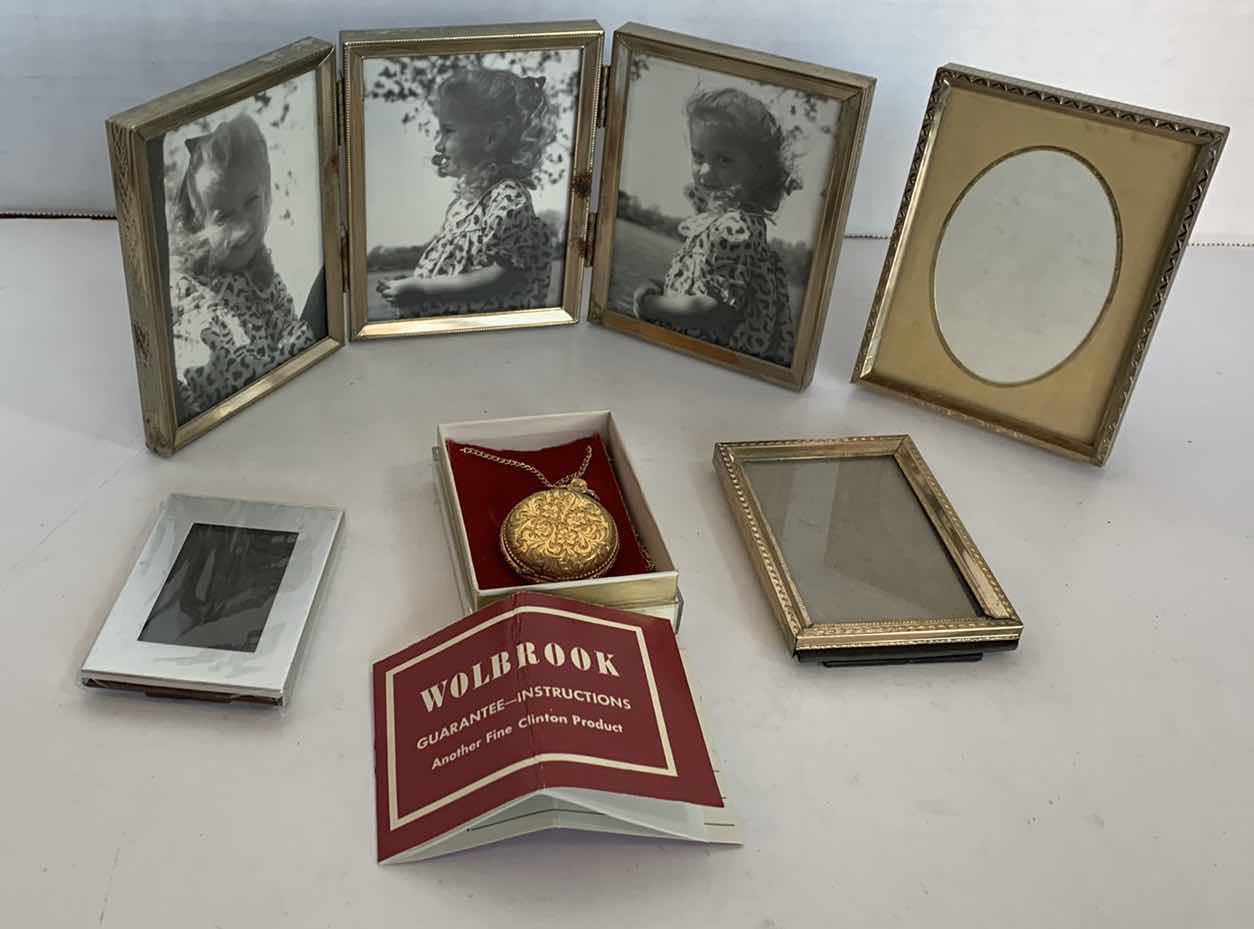 Photo 1 of WOLBROOK POCKET WATCH AND SMALL PICTURE FRAMES