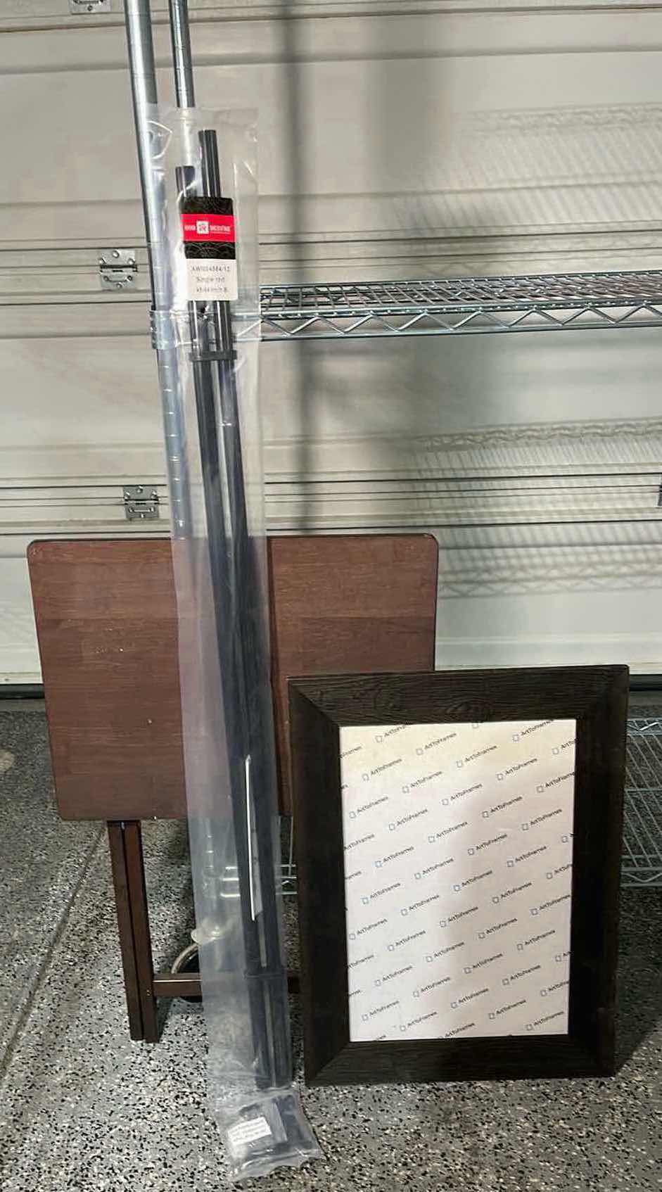 Photo 1 of CURTAIN ROD KIT 48”, WODEN TV TRAY & WOODEN PICTURE FRAME 16” X 22”