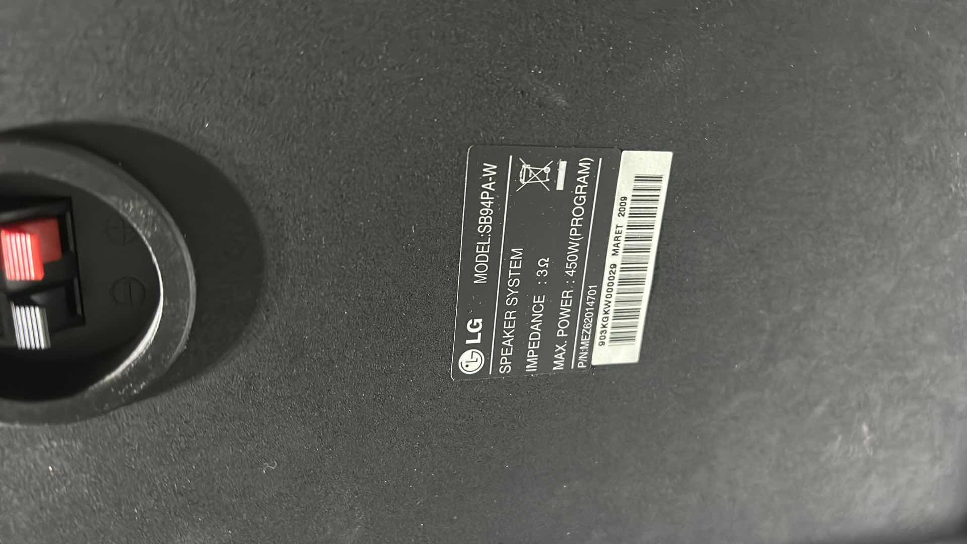 Photo 1 of LG SPEAKER SYSTEM