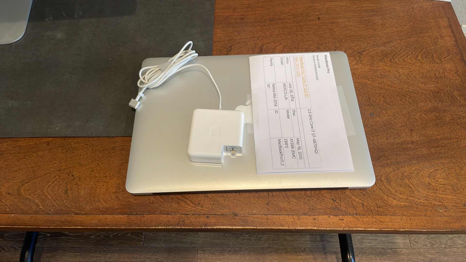 Photo 1 of APPLE MACBOOK PRO MODEL A1398