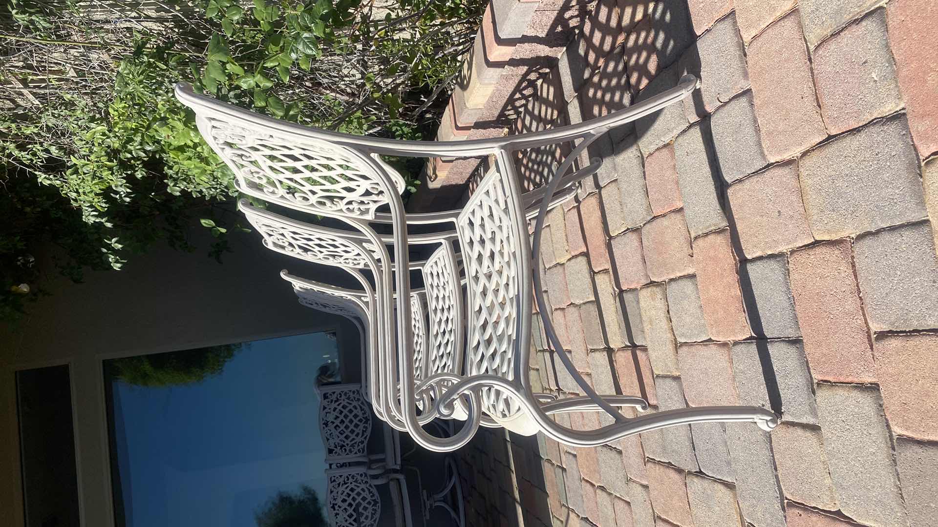 Photo 1 of 2- WROUGHT IRON PATIO ARM CHAIRS