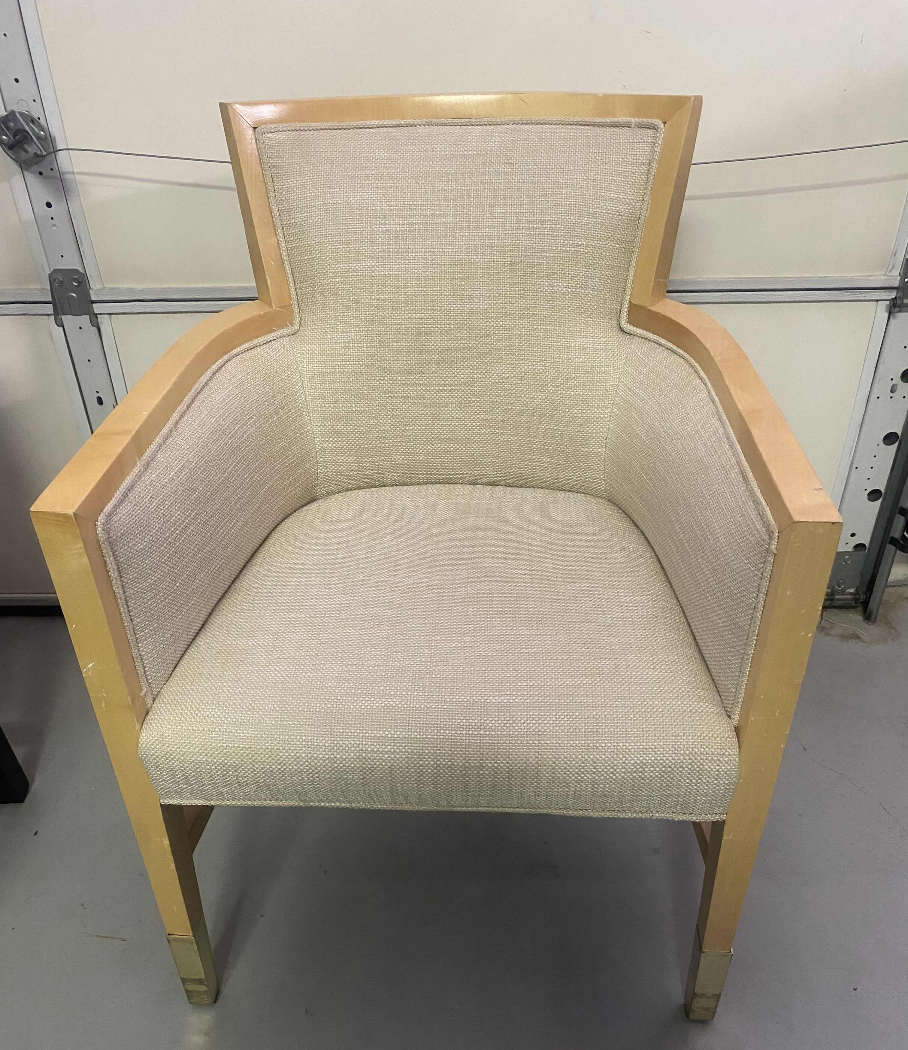 Photo 1 of PAIR OF OCCASIONAL CHAIRS WITH BEIGE LINEN AND LGHT WOOD FROM WYNN RESORT