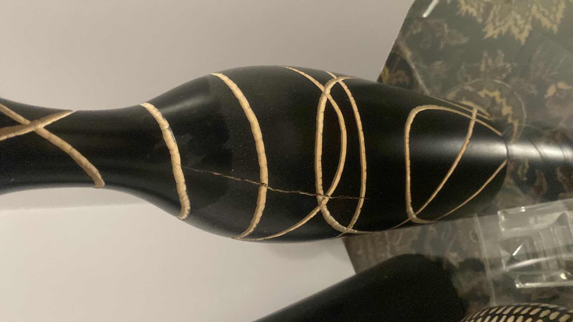 Photo 1 of 3 - BLACK WOOD HOME DECOR VASE BALL VOTIVE HOLDER MADE THE N PERU TALLEST 24”