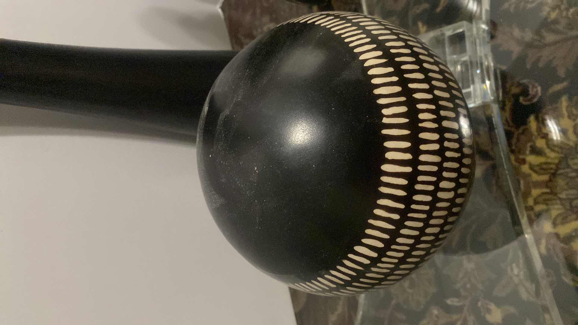 Photo 1 of 3 - BLACK WOOD HOME DECOR VASE BALL VOTIVE HOLDER MADE THE N PERU TALLEST 24”