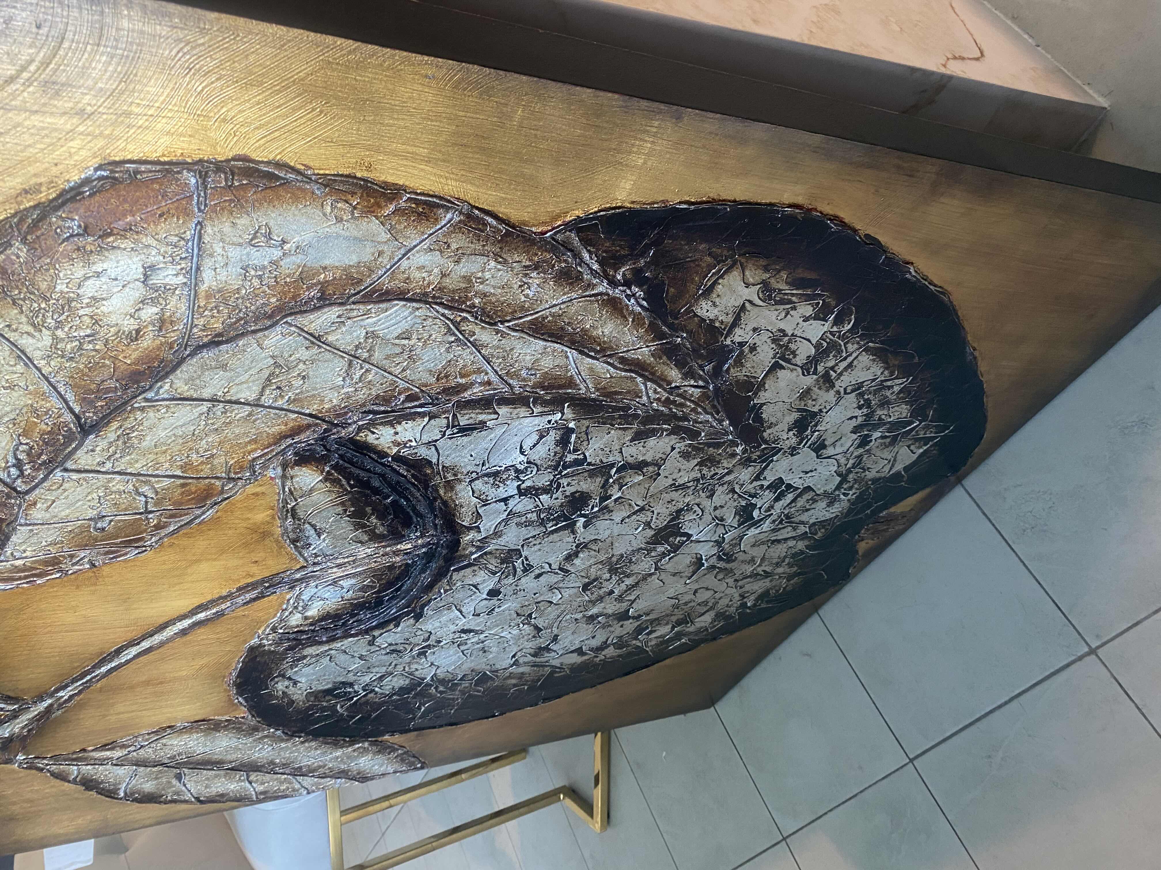 Photo 1 of PAINTING ON WOOD GOLD & SILVER APPLE 39 ARTWORK 1/2” x 39 1/2”