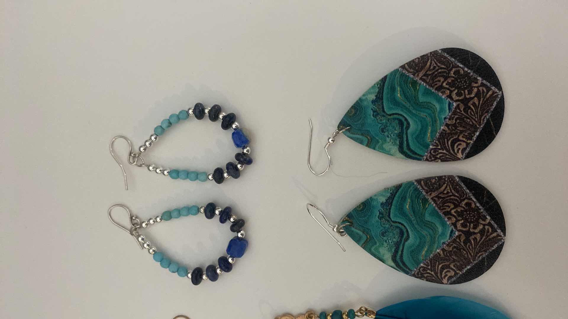 Photo 1 of 2 PAIRS TURQUOISE EARRINGS AND 3 WESTERN COSTUME JEWELRY