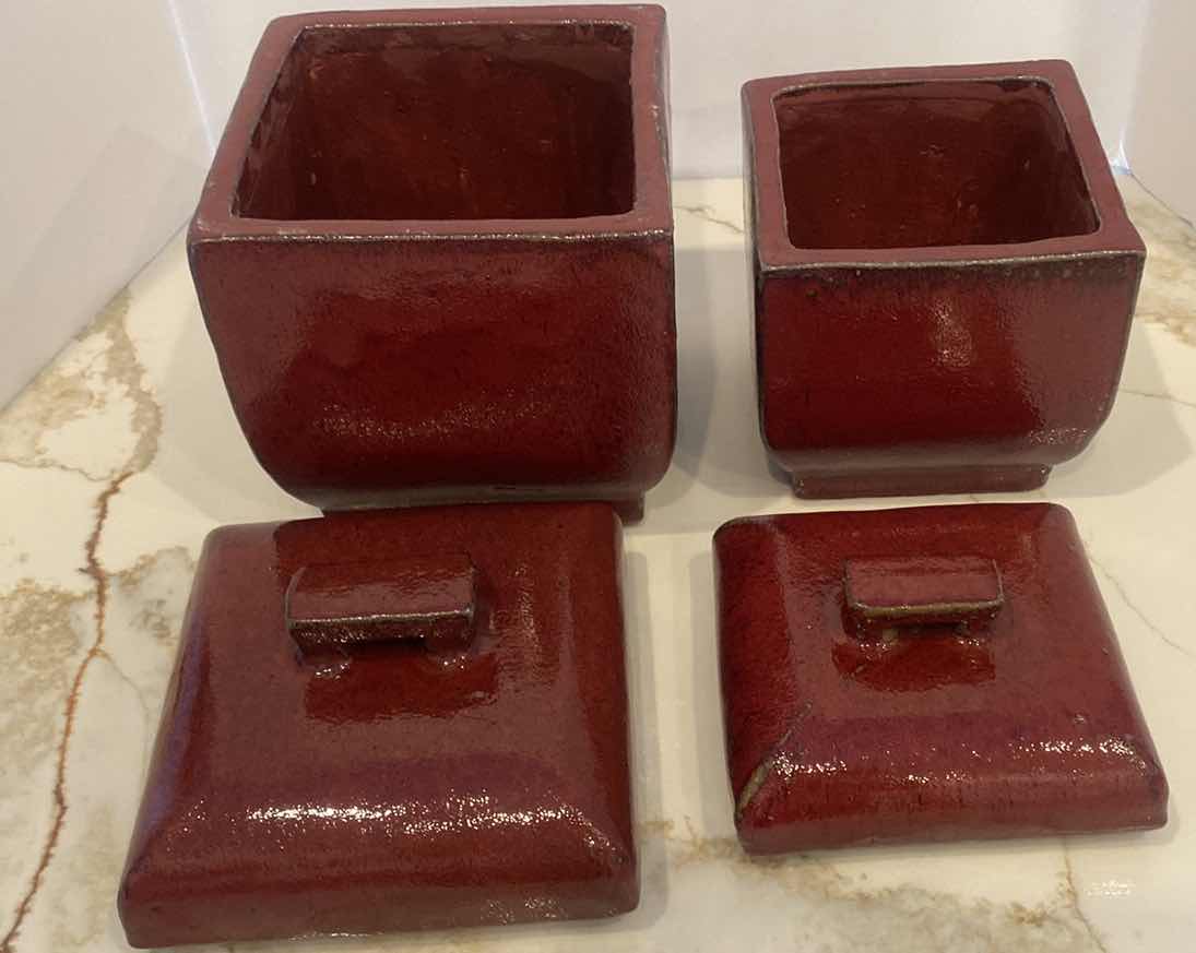 Photo 1 of RED CANISTERS (VERY HEAVY) LARGEST 8“ x 11 3/4”