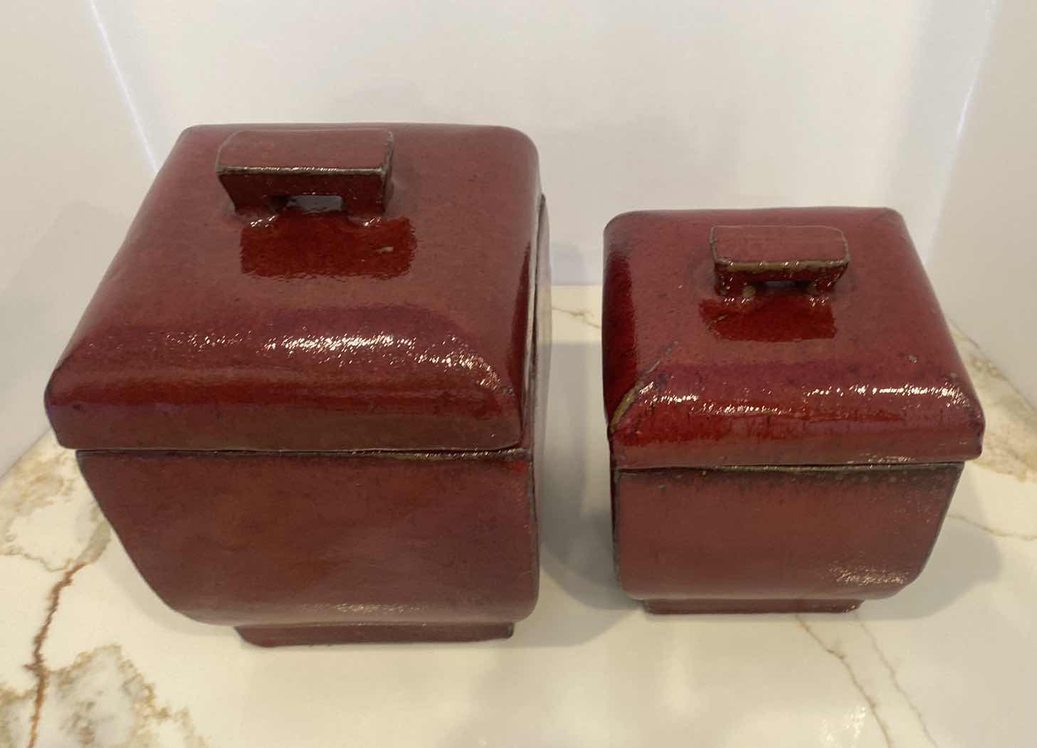 Photo 1 of RED CANISTERS (VERY HEAVY) LARGEST 8“ x 11 3/4”