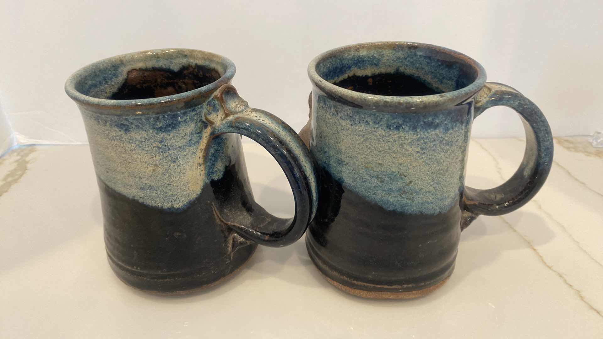 Photo 1 of PAIR OF CLAY POTTERY HAND MADE MUGS FROM SAN FRANCISCO H 5.5”