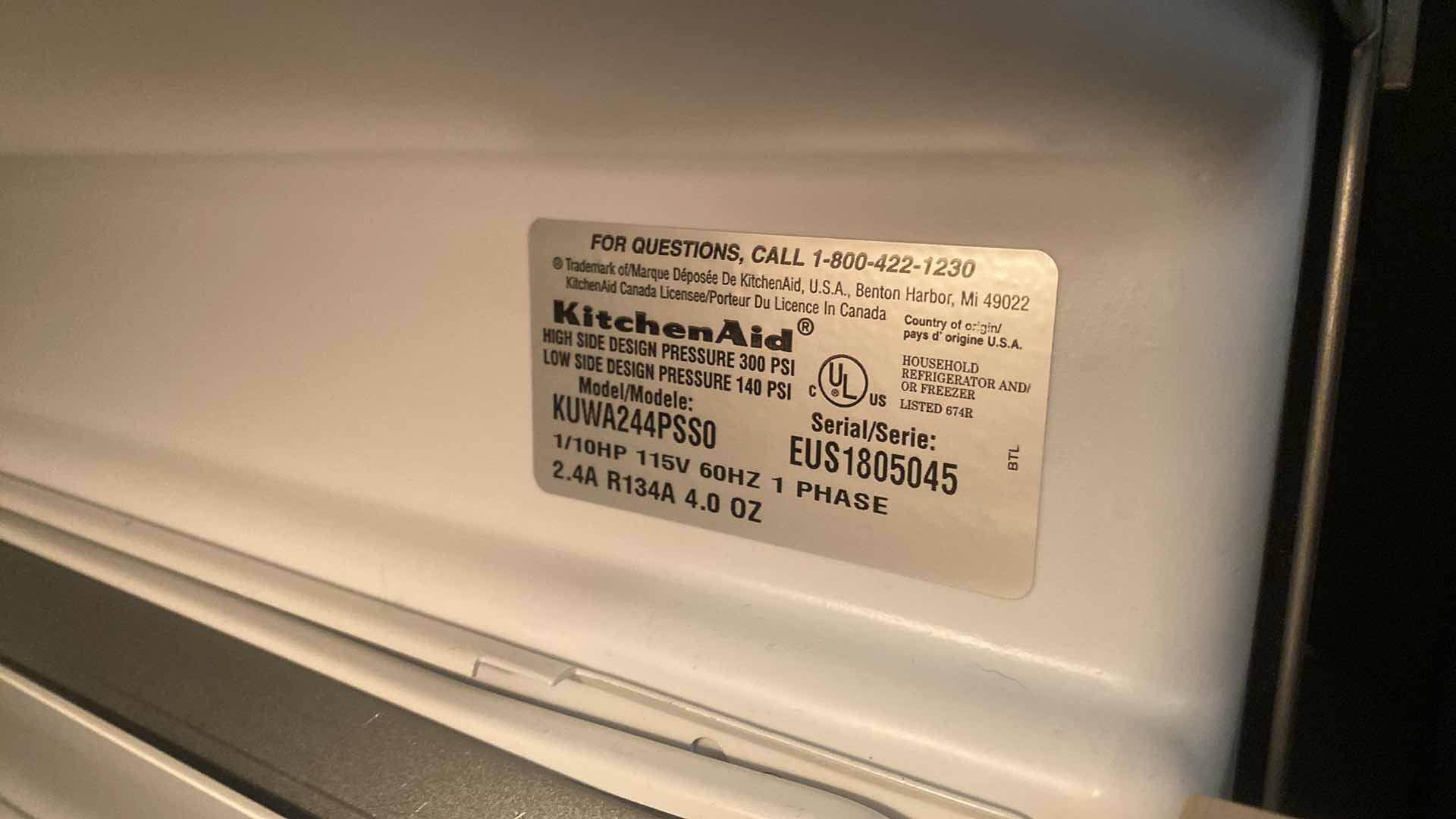 Photo 1 of ORIGINAL $1200 KITCHEN AID ARCHITECT SERIES 6 SHELF WINE FRIDGE - SHELVE FRONT CAN BE STAINED TO MATCH CABINETS - CAN BE BUILT INTO CABINETS 23 3/4” x 24 1/2” H34”