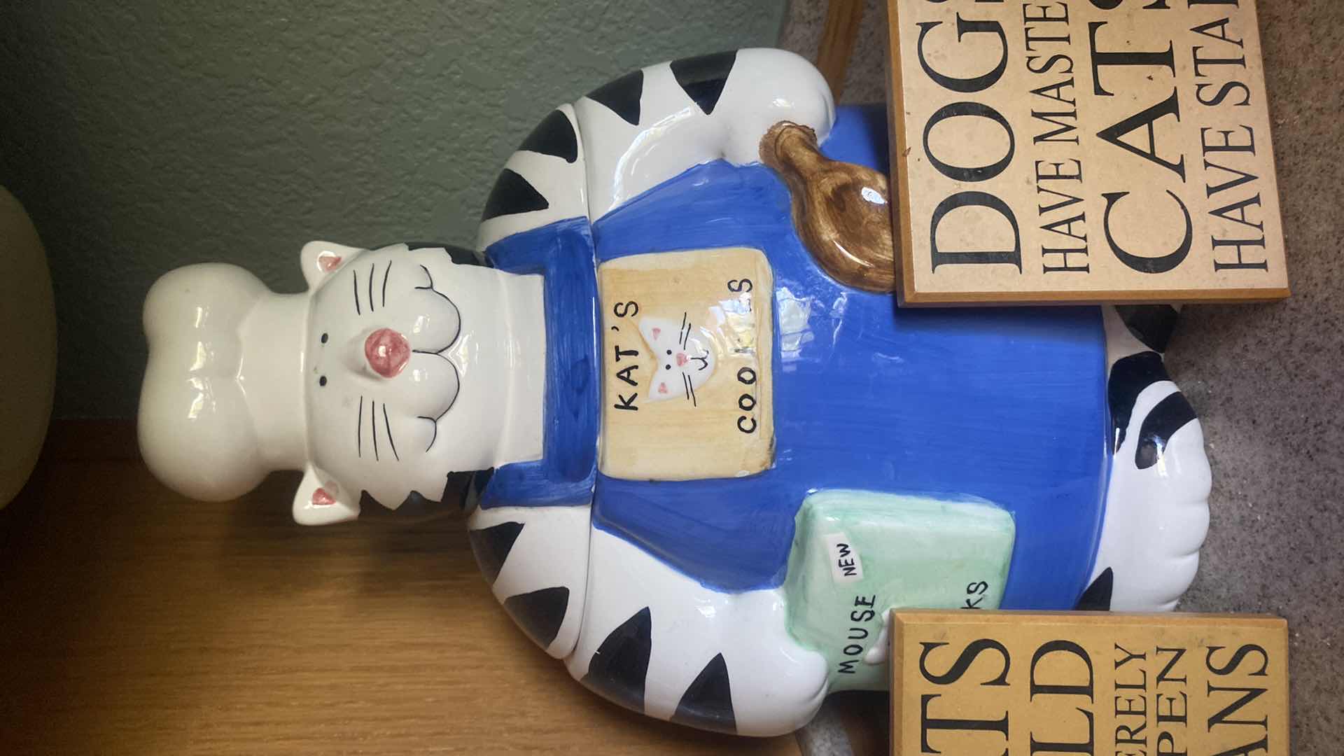 Photo 1 of CAT COOKIE JAR AND COASTERS