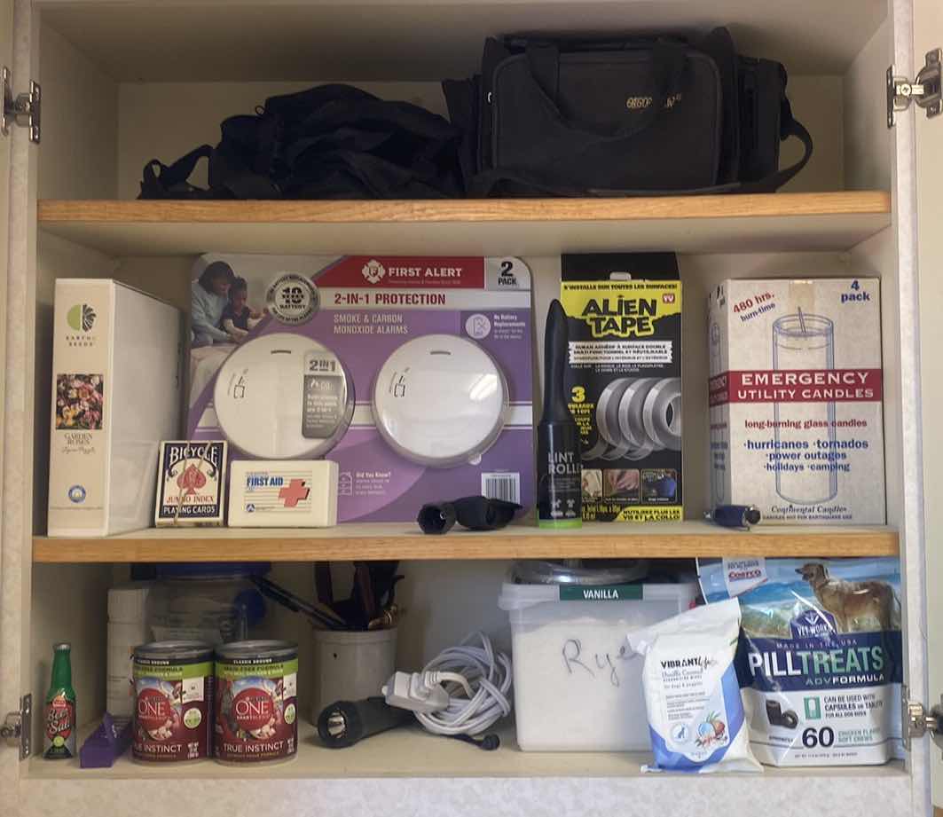 Photo 1 of CONTENTS OF LAUNDRY ROOM CABINET - MISCELLANEOUS ITEMS