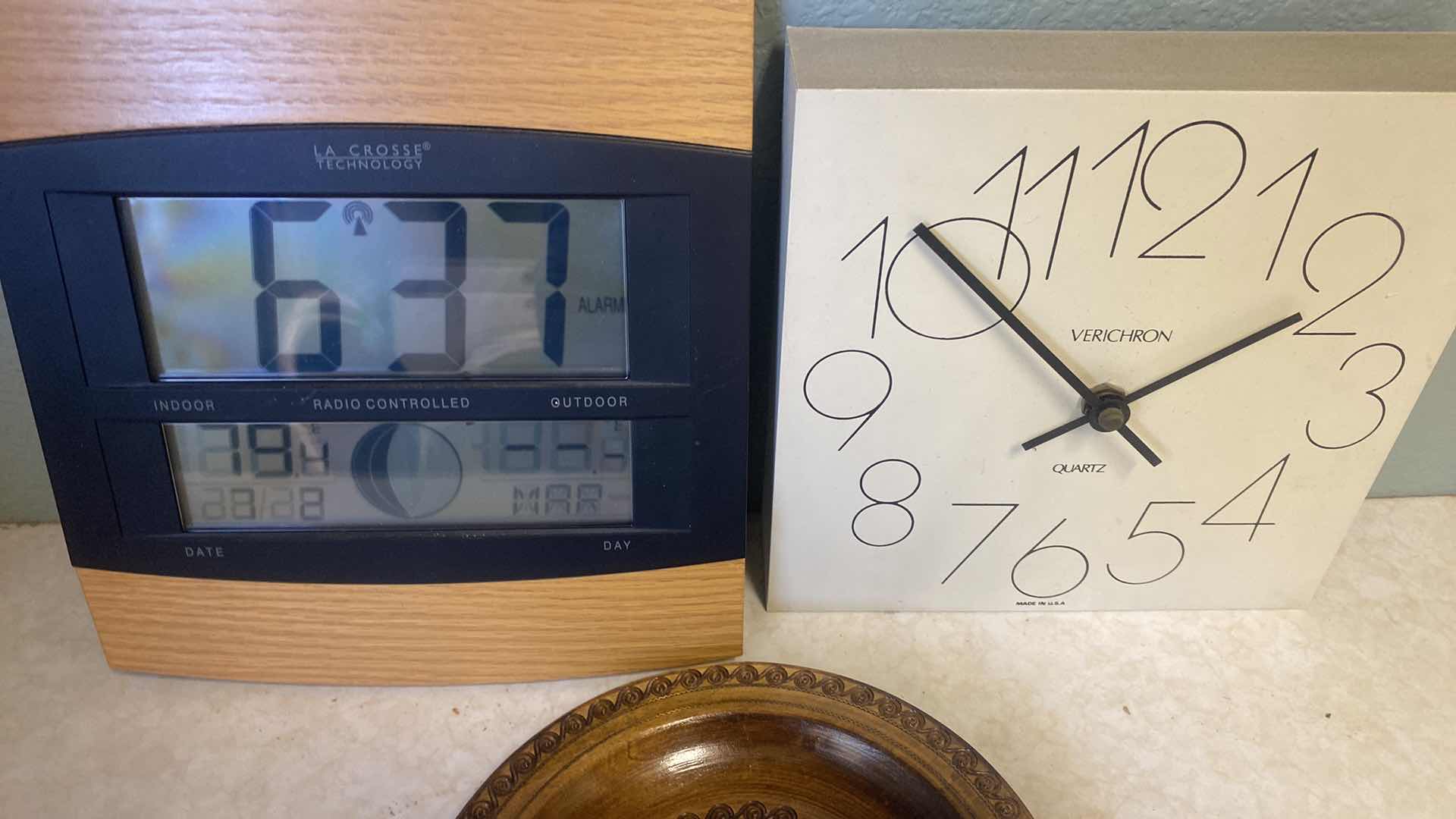 Photo 1 of CLOCKS AND WOOD DISH