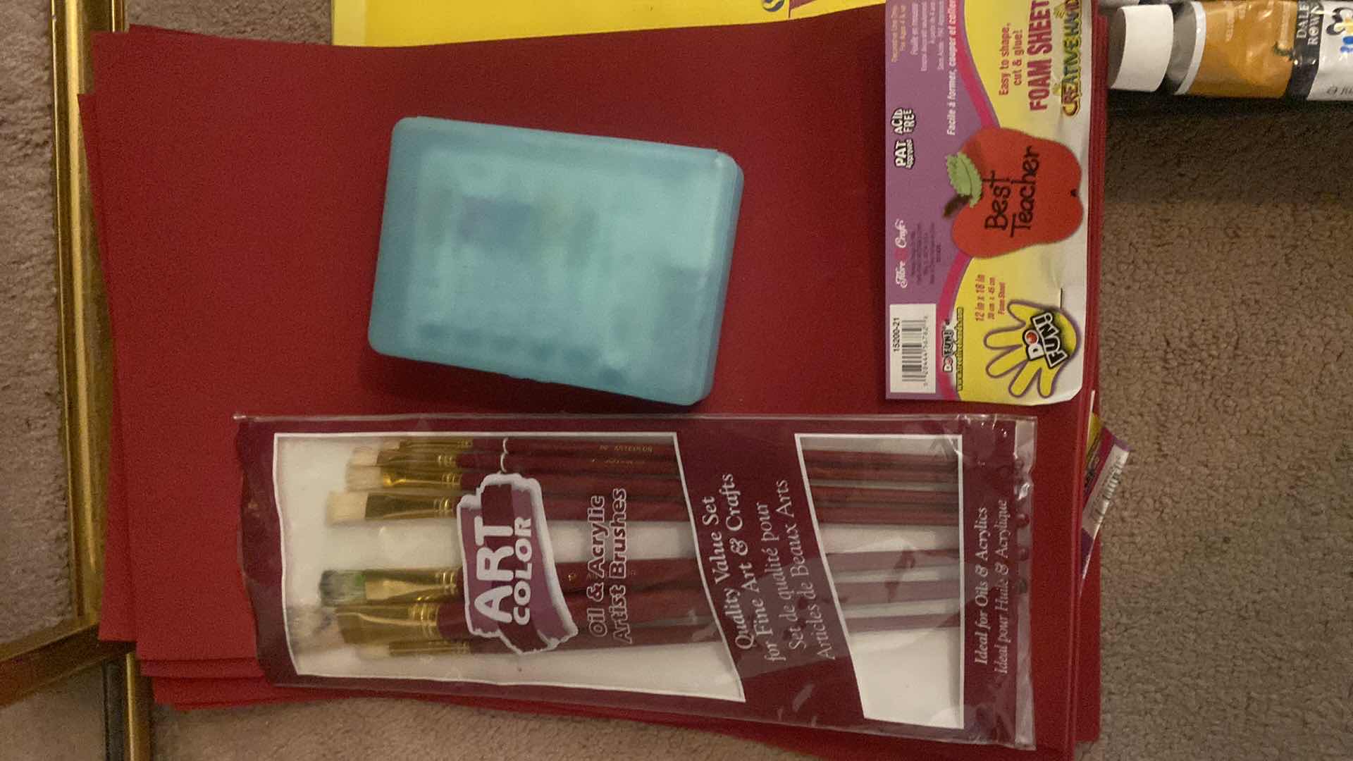 Photo 1 of ART SUPPLIES AND BOX OF YARN