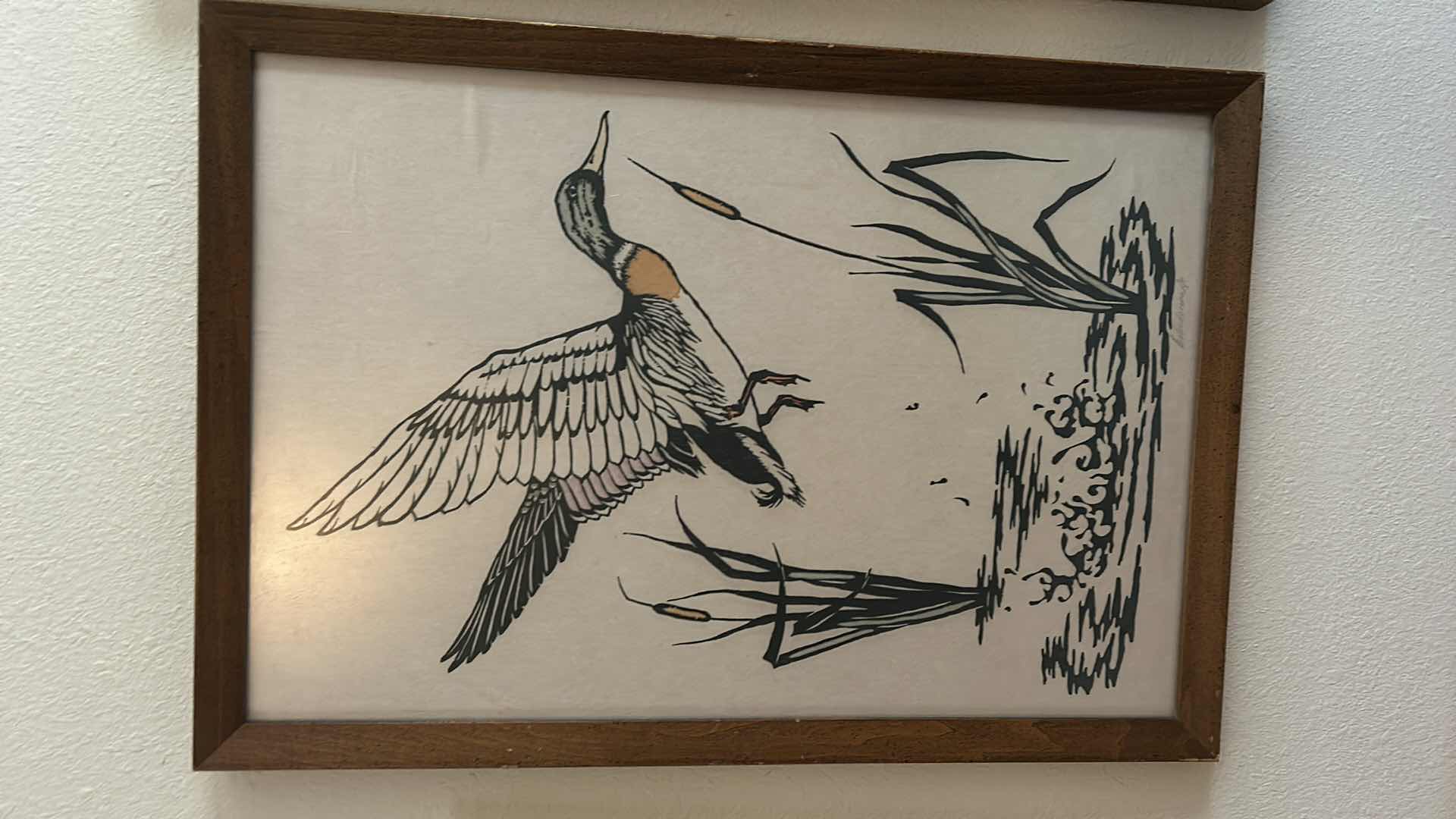 Photo 1 of 4 PC VINTAGE FRAMED “DUCK” ARTWORK (LARGEST 16” x 24.5”