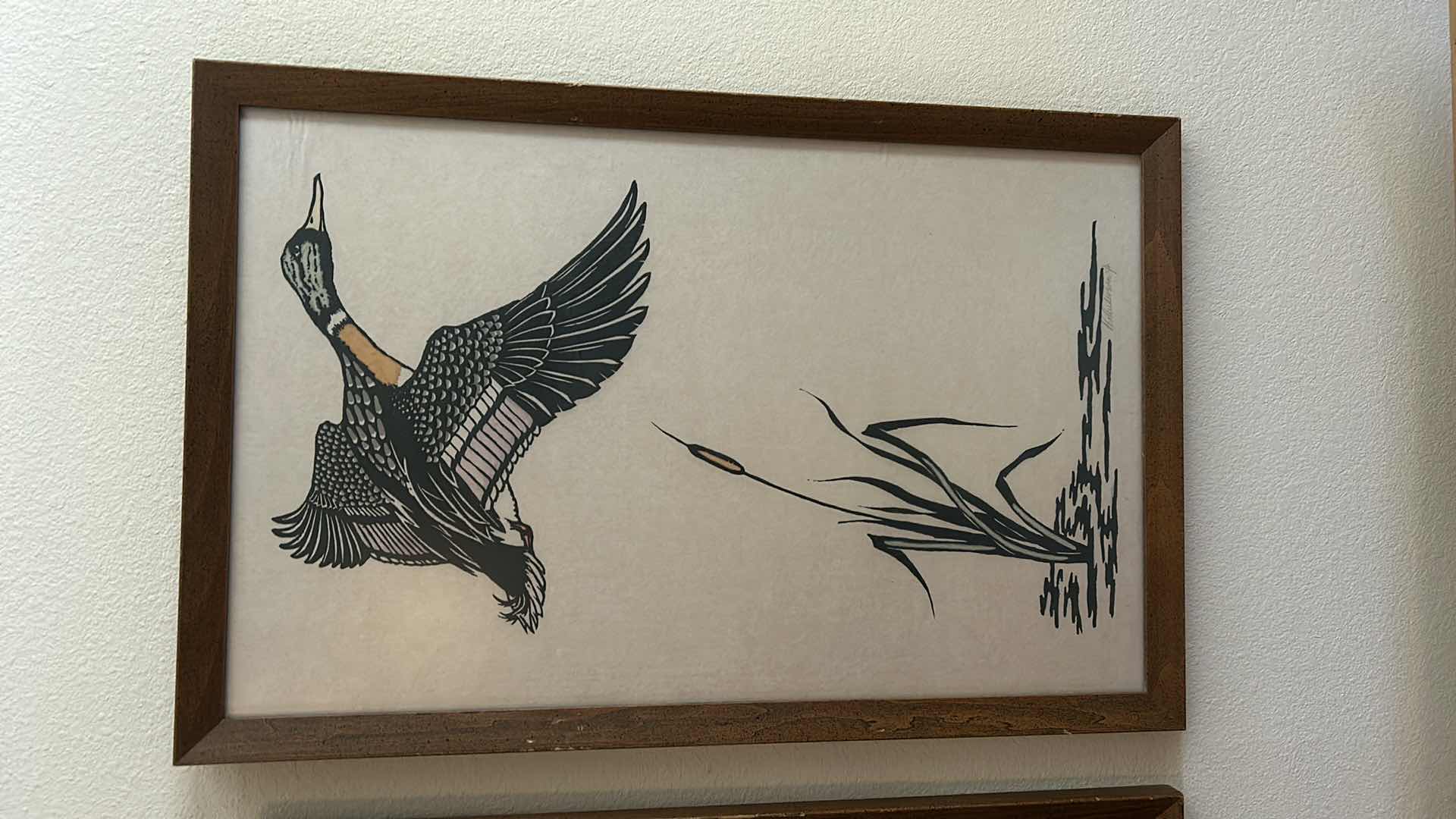 Photo 1 of 4 PC VINTAGE FRAMED “DUCK” ARTWORK (LARGEST 16” x 24.5”