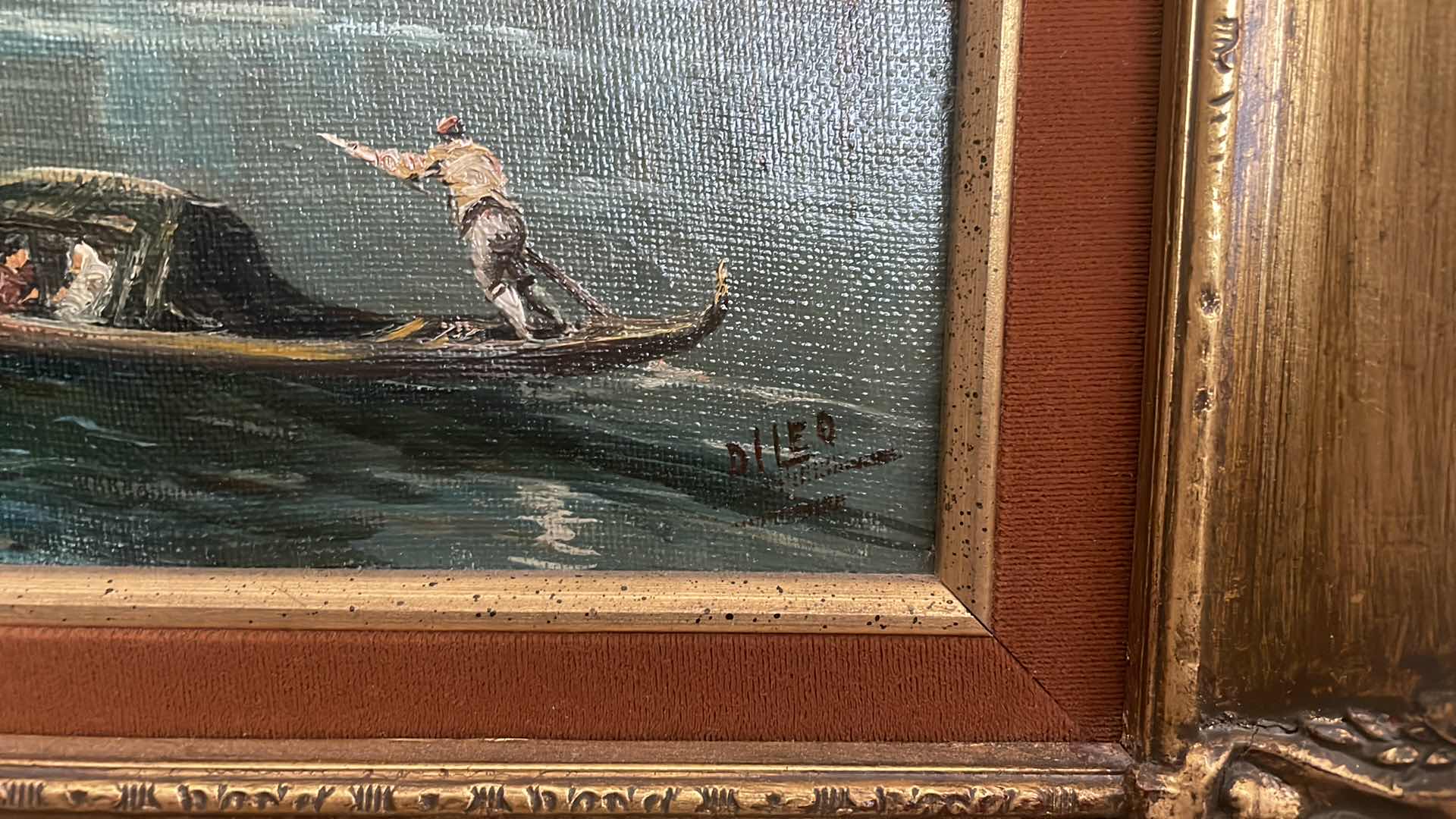 Photo 1 of FRAMED  SIGNED GONDOLA VENICE ARTWORK SCENE DILEO PAINTING 22" x17"