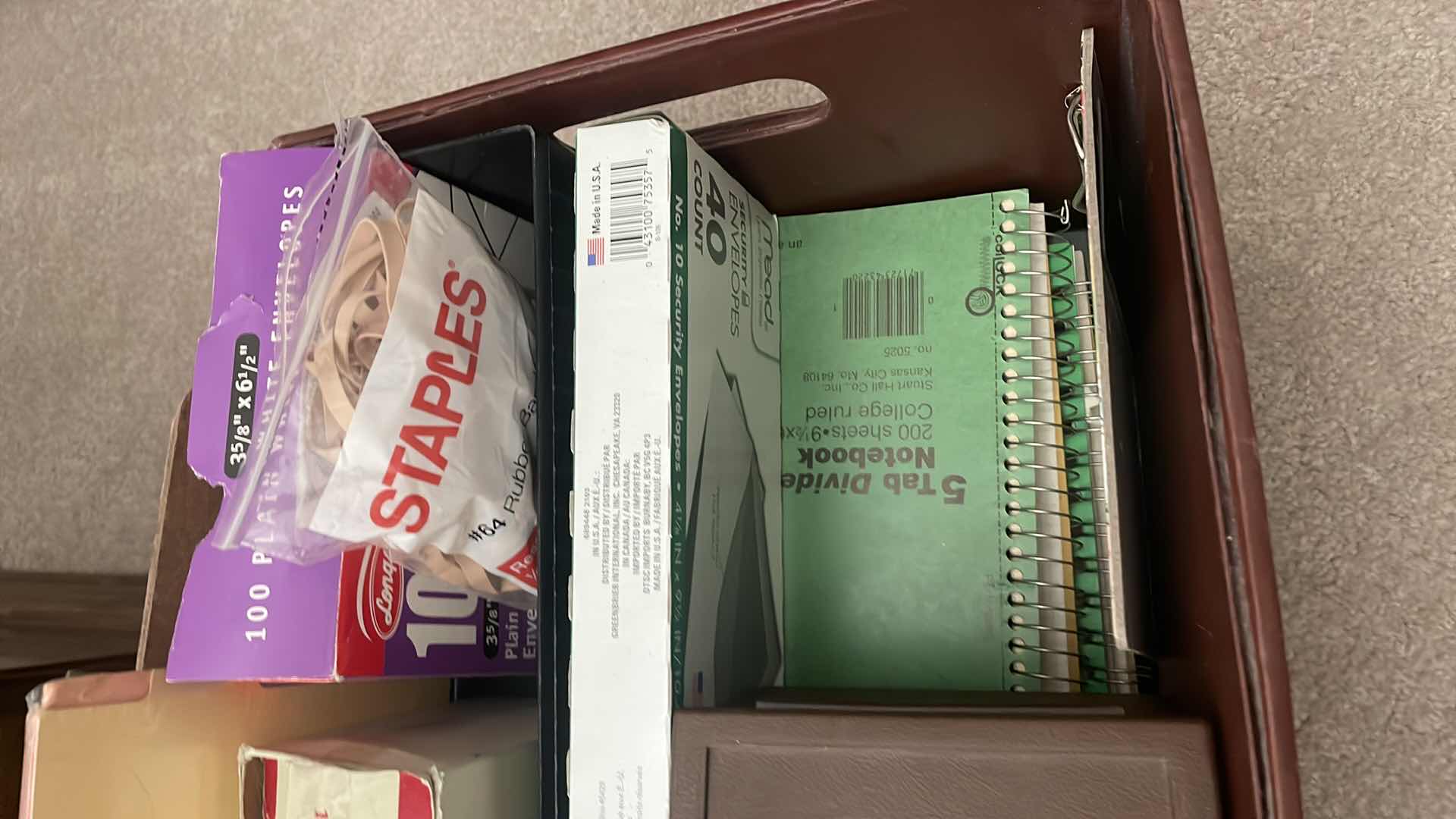 Photo 1 of LEATHER TOTE OF OFFICE SUPPLIES