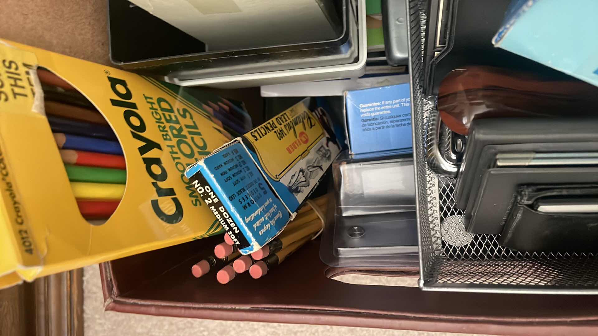 Photo 1 of LEATHER TOTE OF OFFICE SUPPLIES