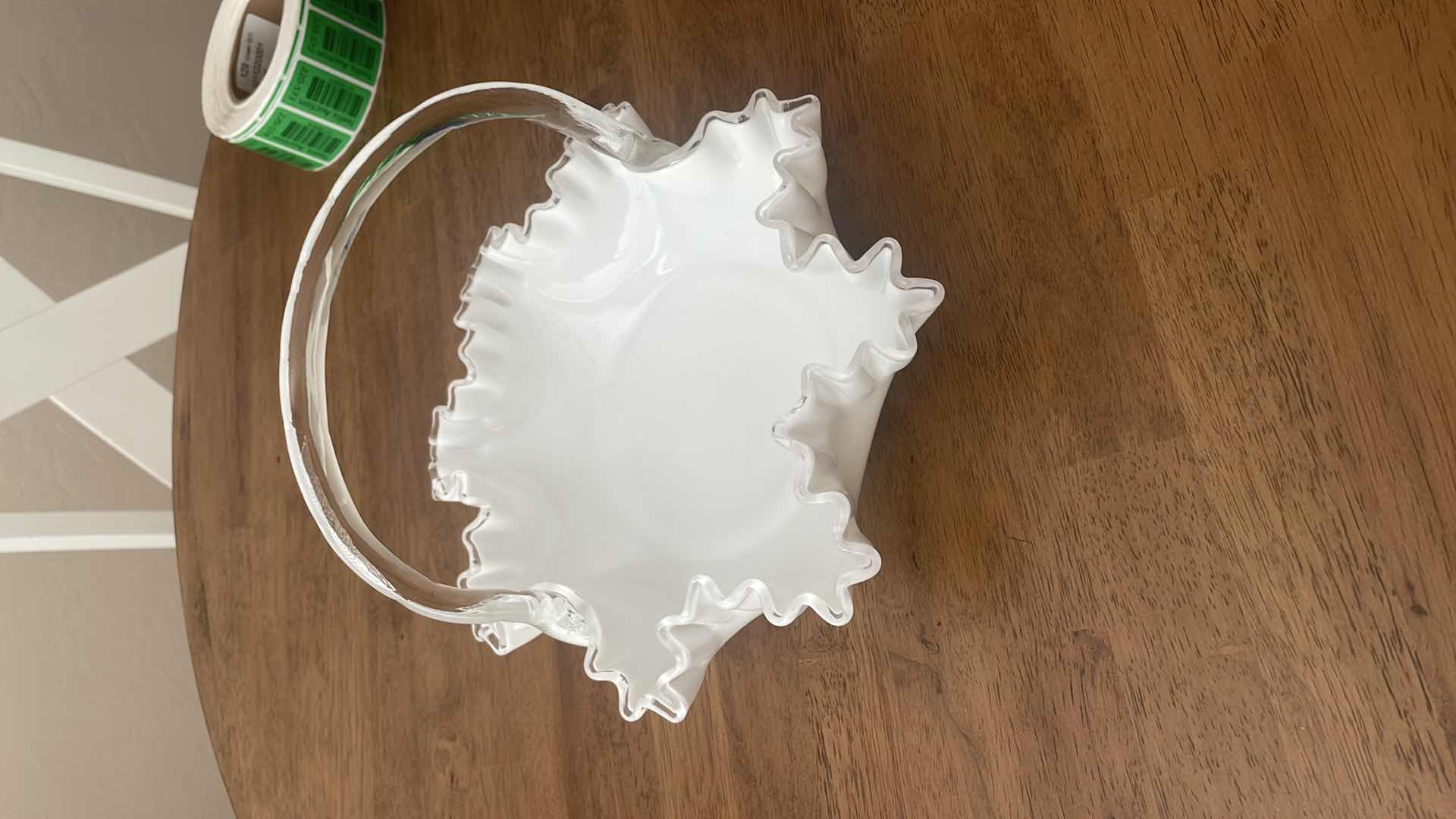 Photo 1 of MILK GLASS BASKET 9”