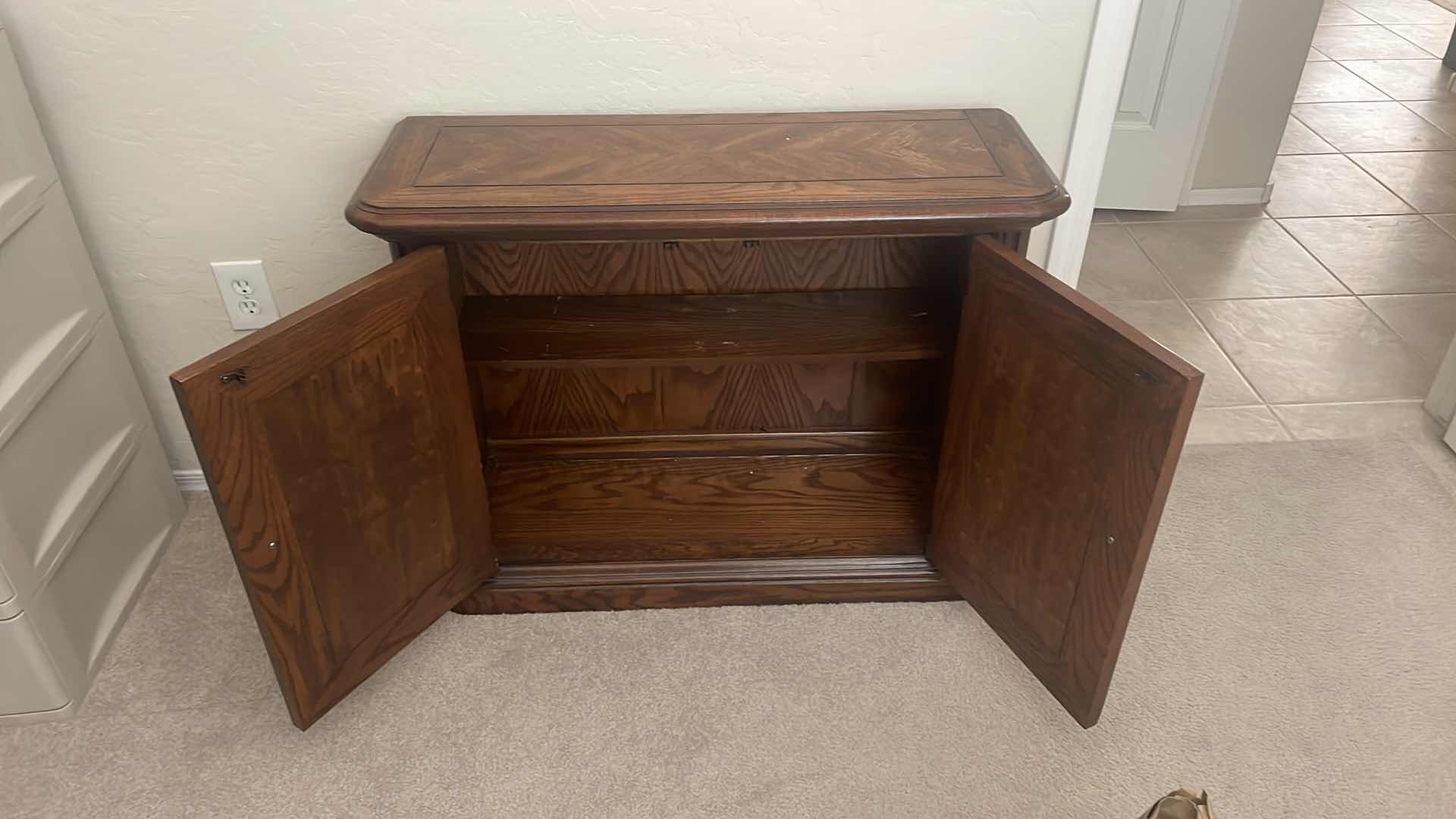 Photo 1 of WOOD 2 SHELF CABINET 28" X 13" X  36"