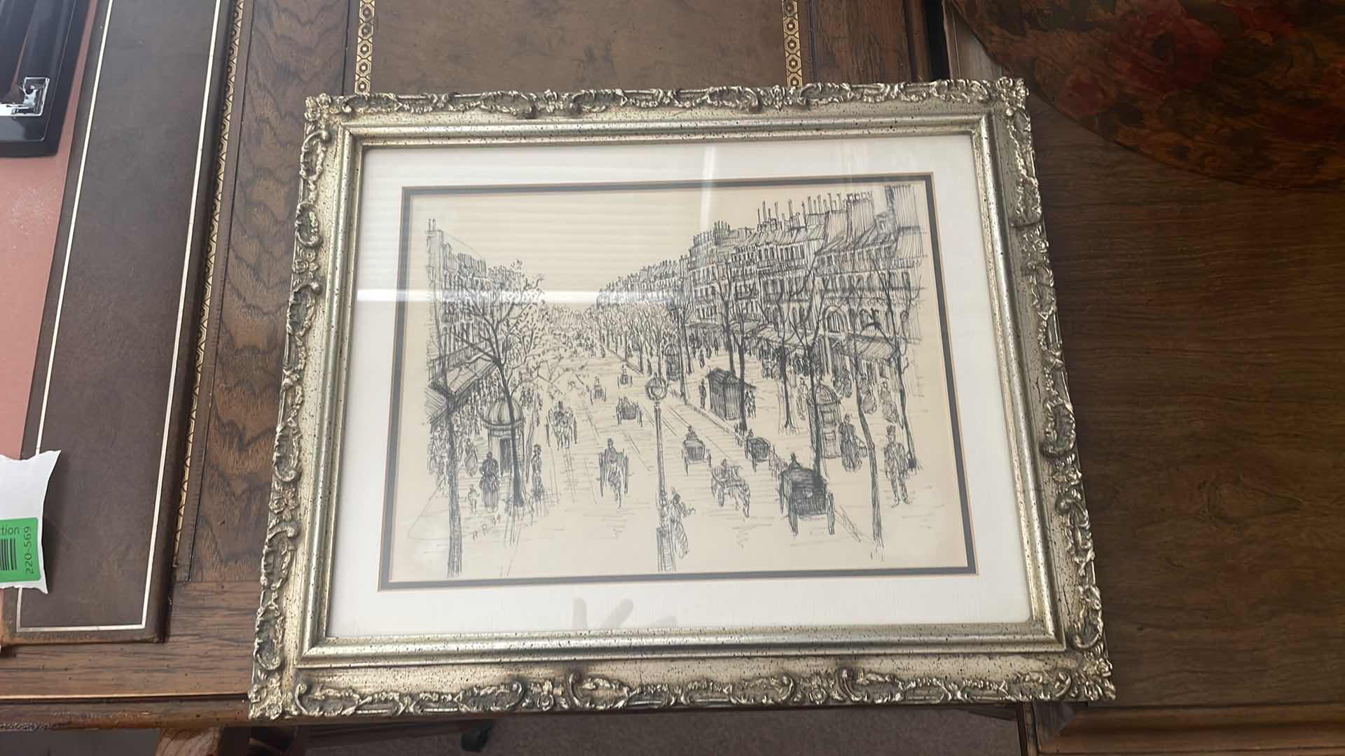 Photo 1 of FRAMED SIGNED PARIS SIREEI SCENE ARTWORK 17" X 13"
