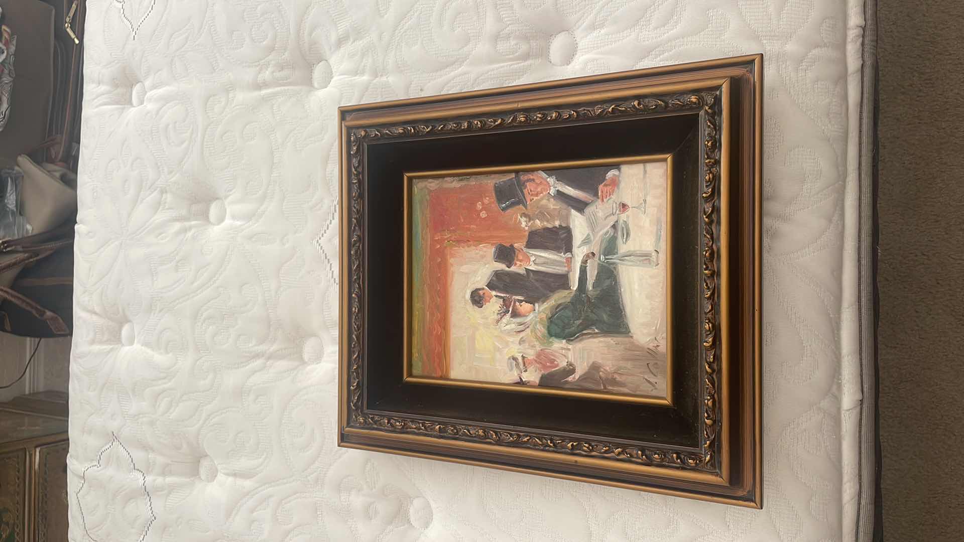 Photo 1 of FRAMED J. COLLAR 1800'S LADIES PAINTING ARTWORK, UNFRAMED 8" x10"  WITH VELVET FRAME 15" x13" , ESTIMATED VALUE FROM JUNE 1983 FOR $155