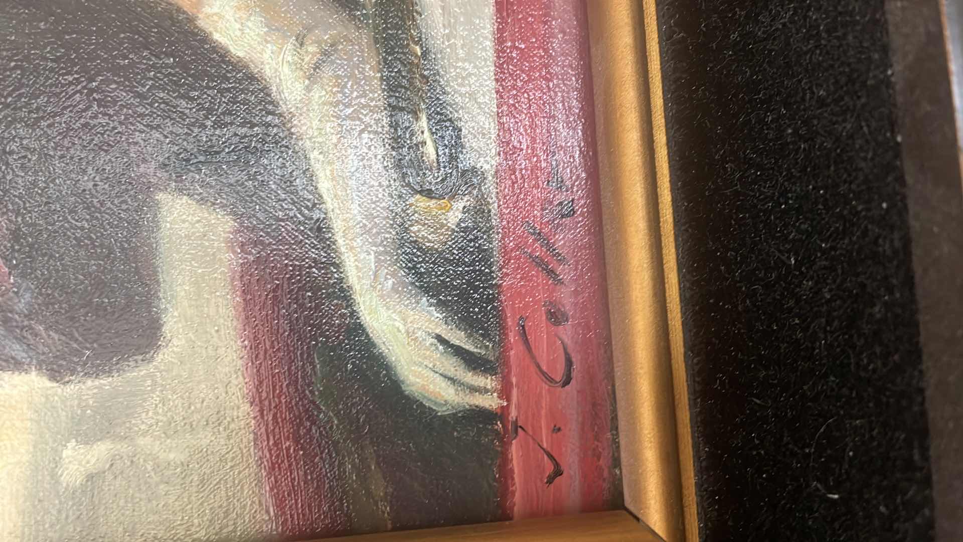 Photo 1 of FRAMED J. COLLAR 1800'S LADIES PAINTING ARTWORK, UNFRAMED 8" x10"  WITH VELVET FRAME 15" x13" , ESTIMATED VALUE FROM JUNE 1983 FOR $155