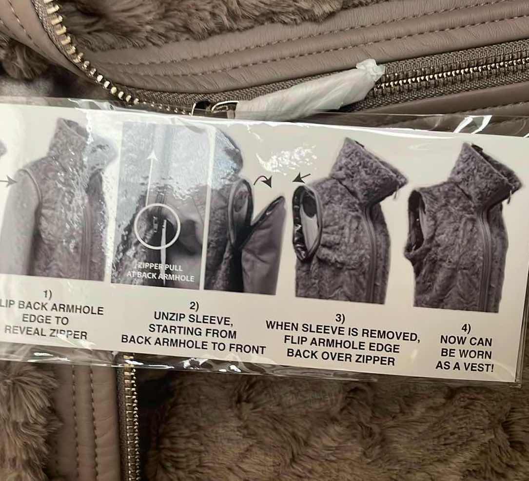 Photo 1 of DENNIS BASSO CONVERTIBLE JACKET FAUX LEATHER FAUX FUR LARGE - ORIGINALLY $845