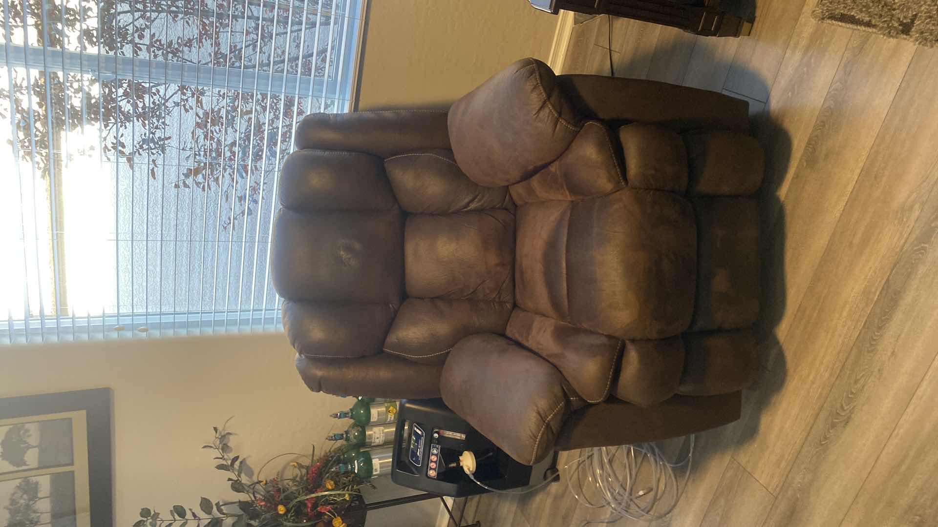 Photo 1 of BROWN FABRIC MANUAL RECLINER CHAIR