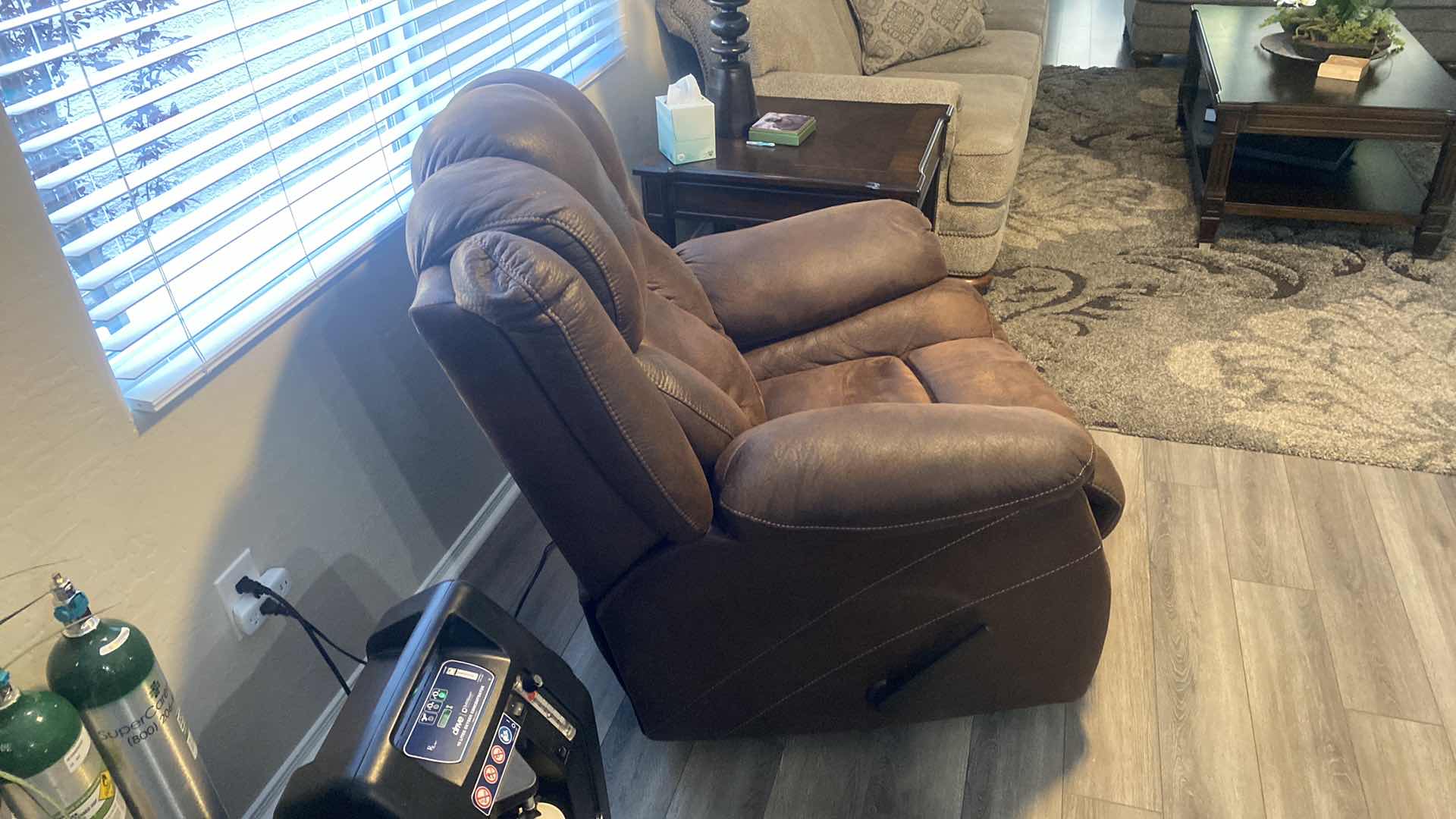 Photo 1 of BROWN FABRIC MANUAL RECLINER CHAIR