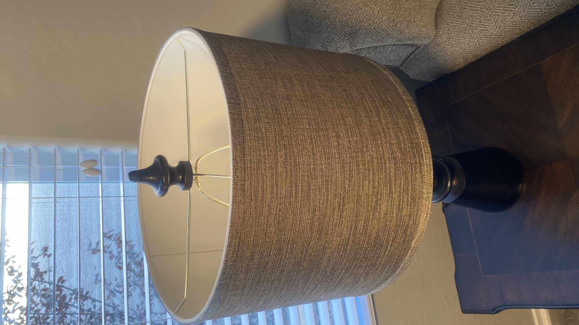 Photo 1 of DARK WOOD TABLE LAMP H32”