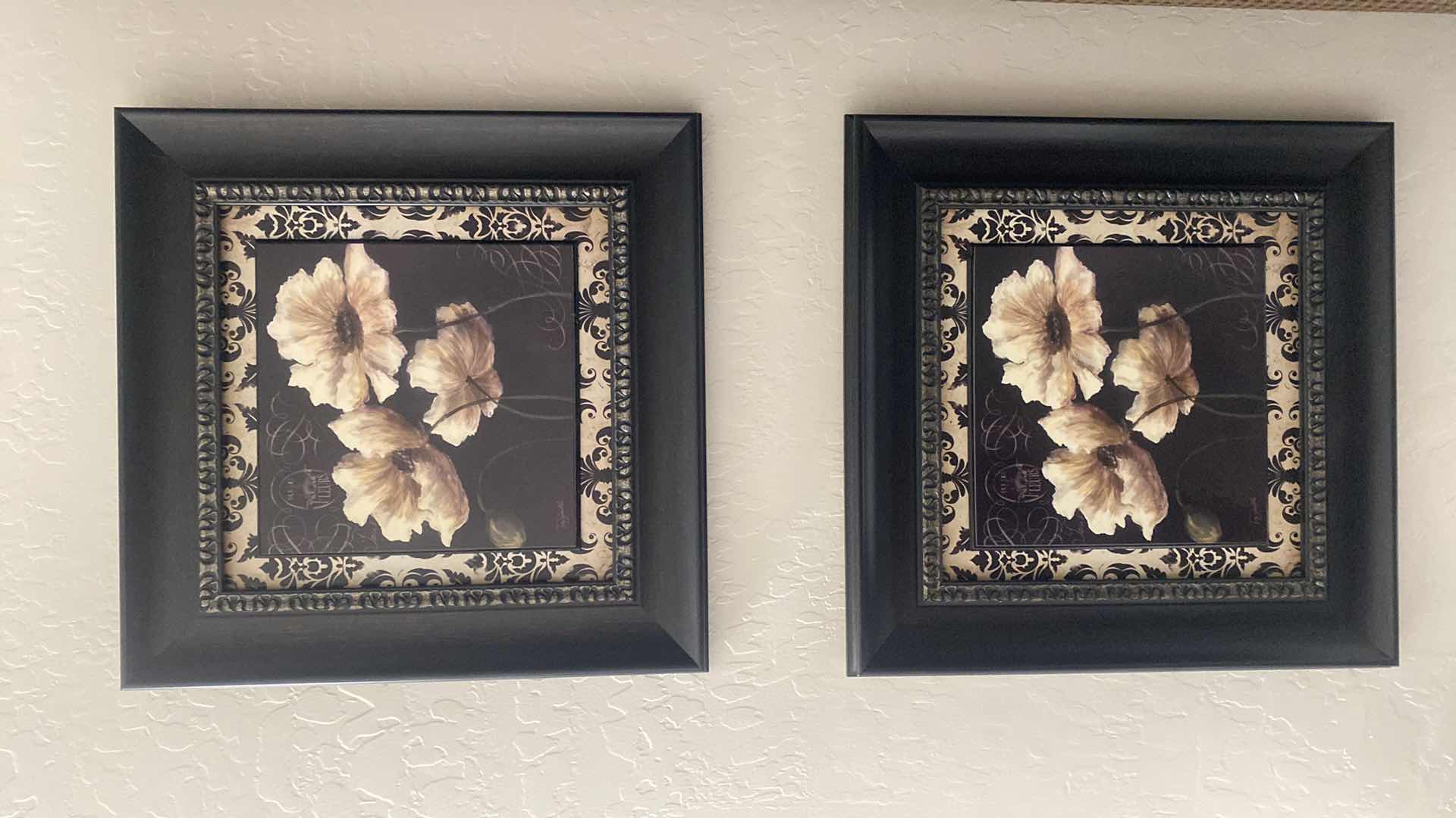 Photo 1 of 2-FRAMED FLORAL PLAQUES ARTWORK 17” x 17”