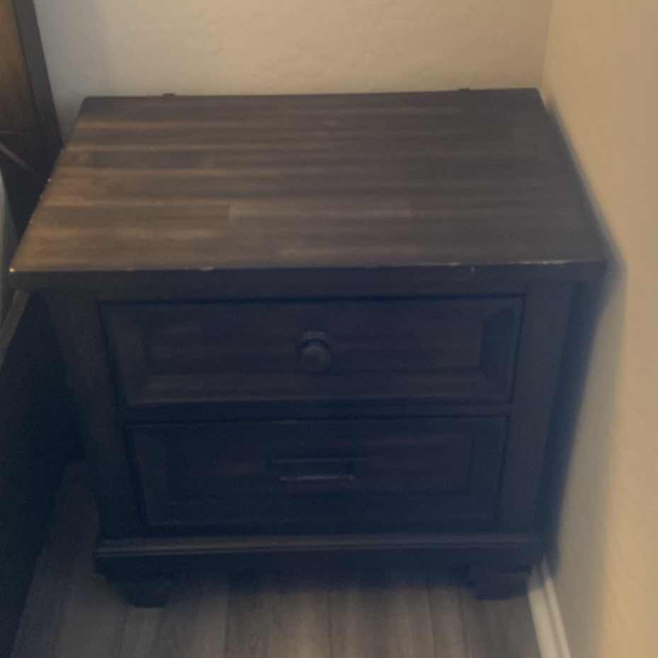 Photo 1 of 2-DARK WOOD NIGHT STANDS WITH USB CHARGING 26” x 18” H26”