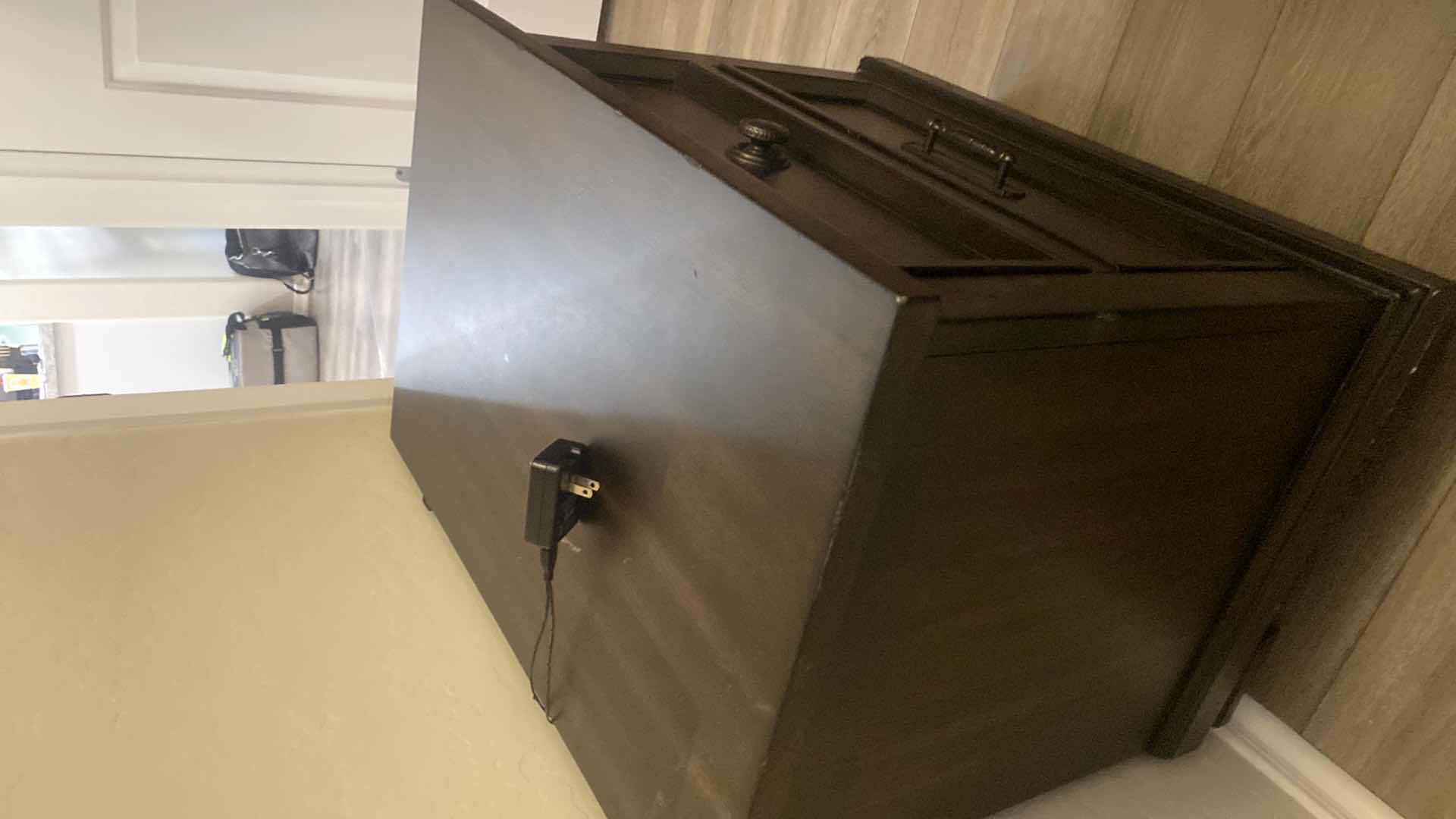 Photo 1 of 2-DARK WOOD NIGHT STANDS WITH USB CHARGING 26” x 18” H26”