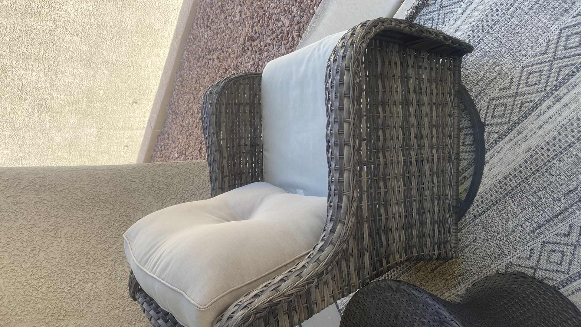 Photo 1 of RATTAN SWIVEL PATIO CHAIR WITH CUSHION (2 Available sold separately) chair cover included