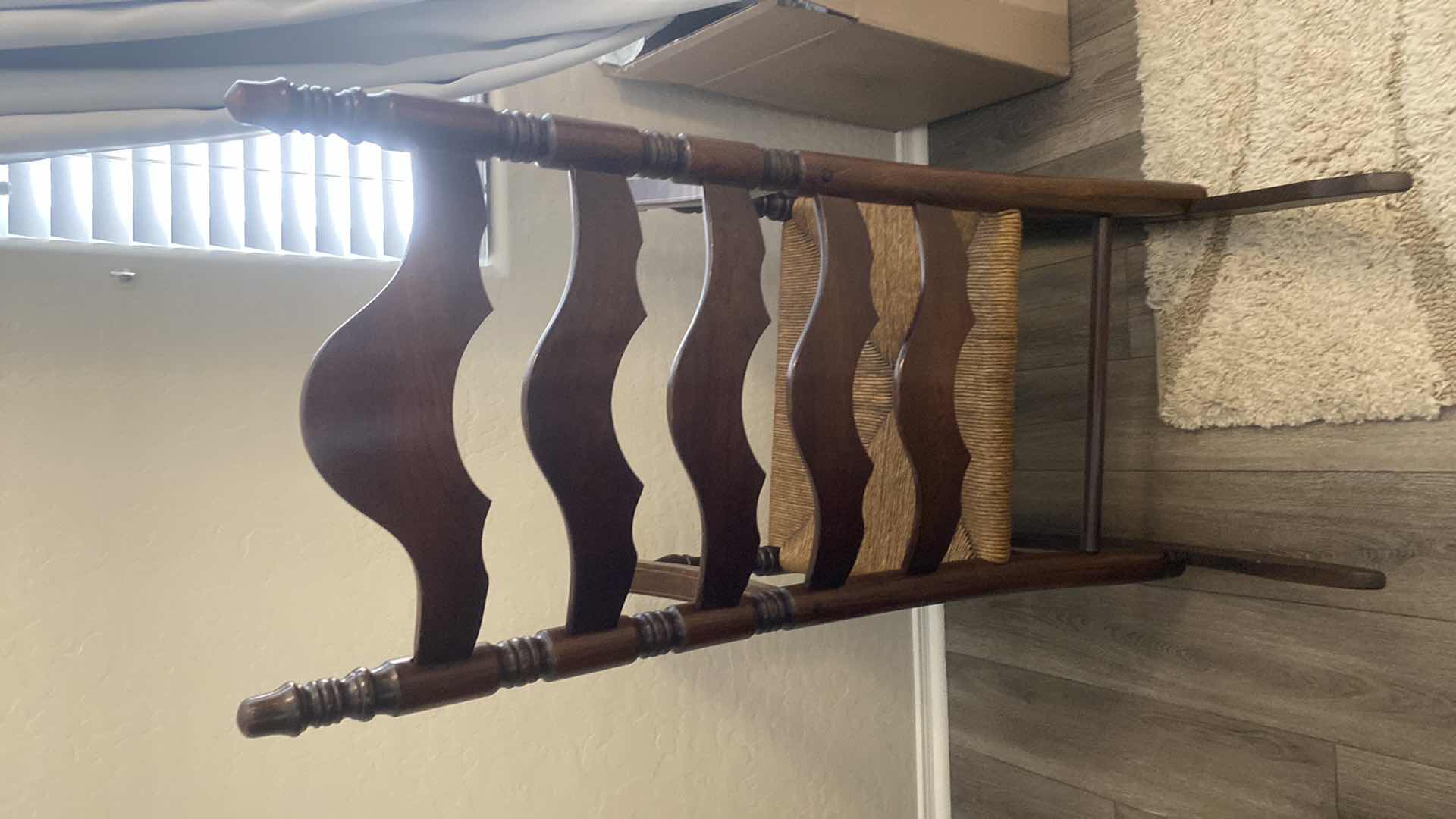 Photo 1 of VINTAGE WOODEN LADDER BACK WITH RUSH SEAT ROCKING CHAIR